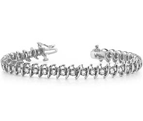 Swirl Link Illusion Diamond Tennis Bracelet