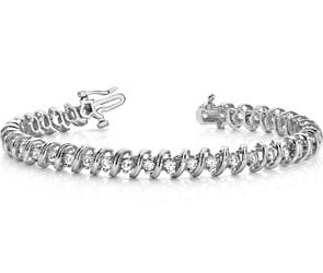 Faceted Spiral Link Diamond Bracelet