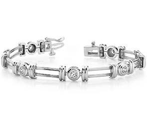 Solid Parallel Link Diamond Bracelet