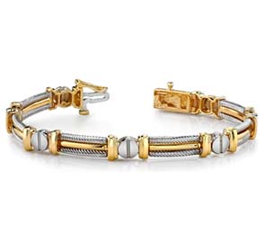 Mens Cable Bracelet with Screw Shape Link