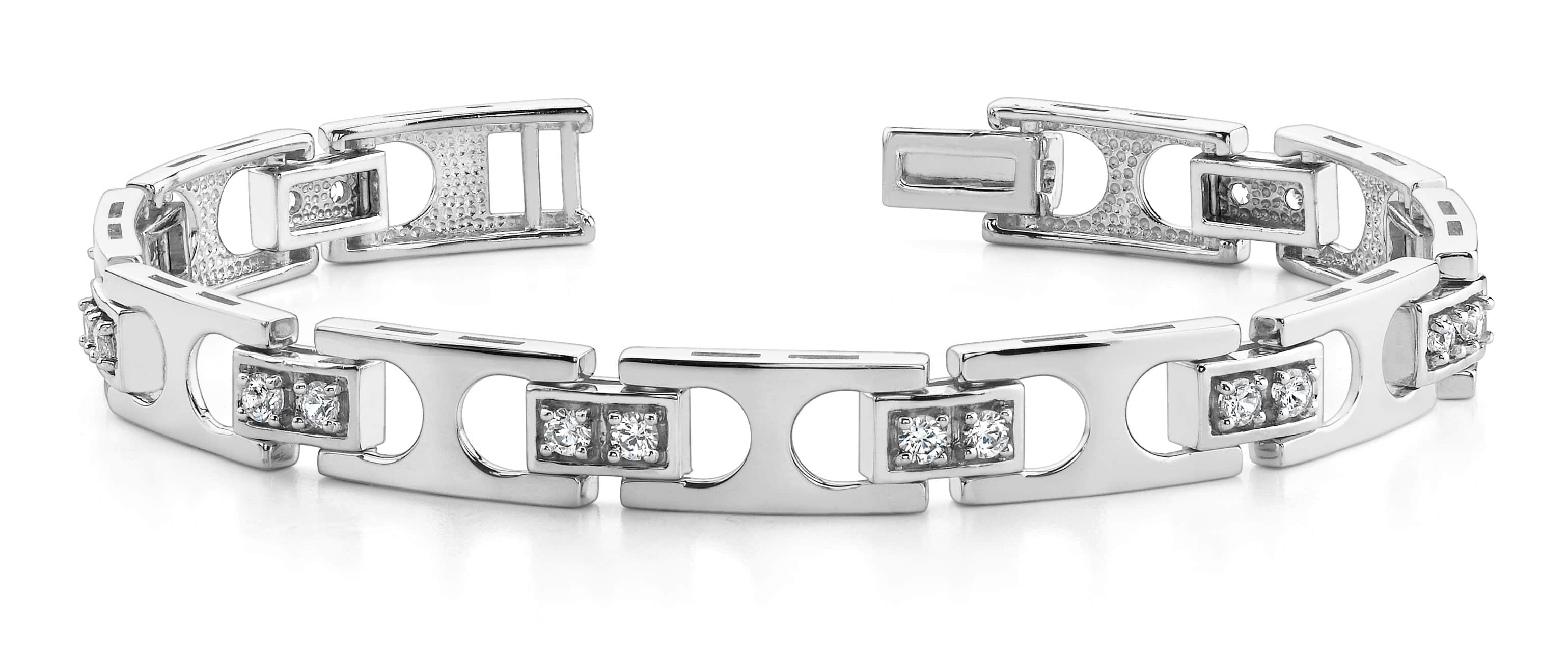 Mens Diamond Buckle Link Bracelet