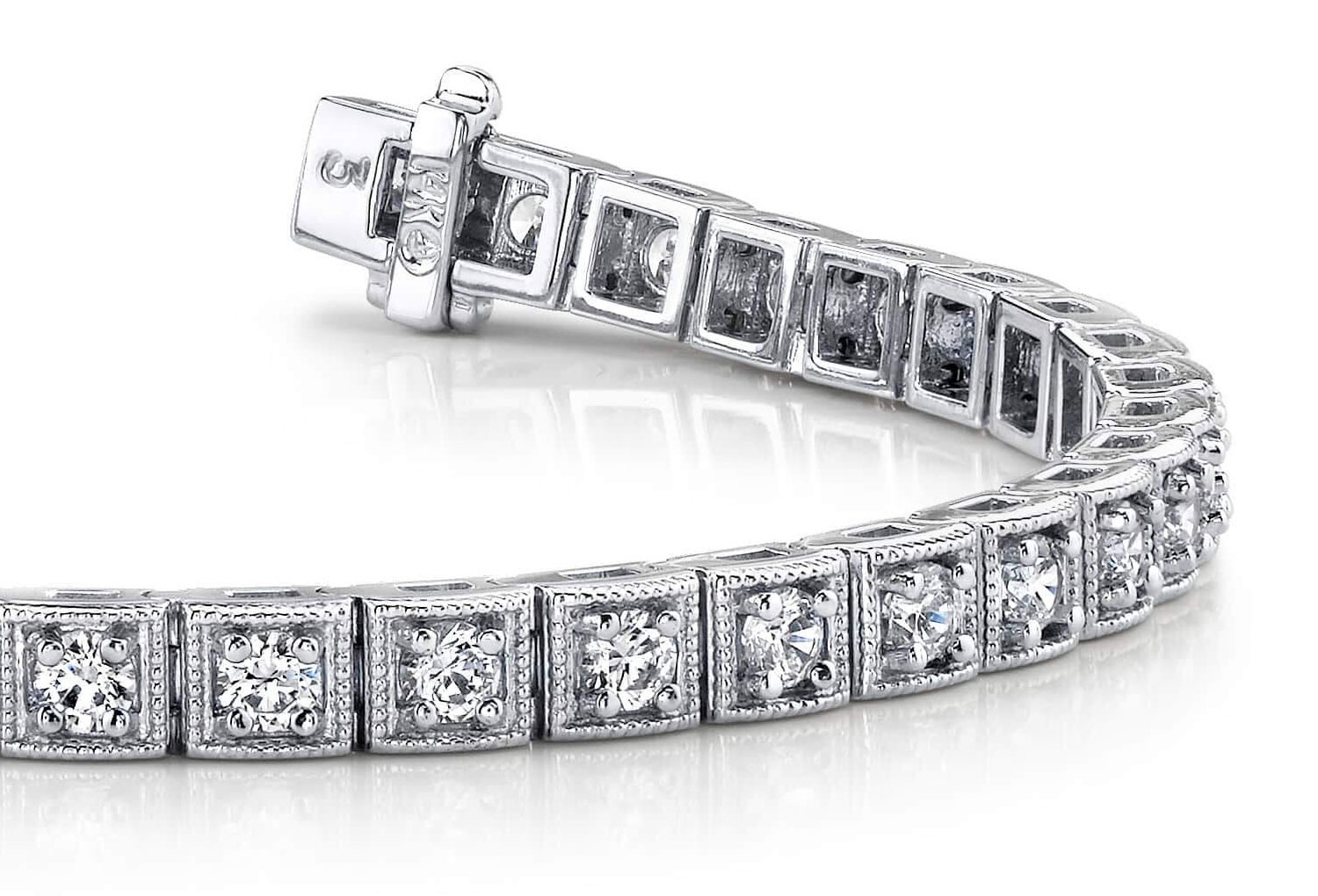 Antique Square Link Diamond Bracelet