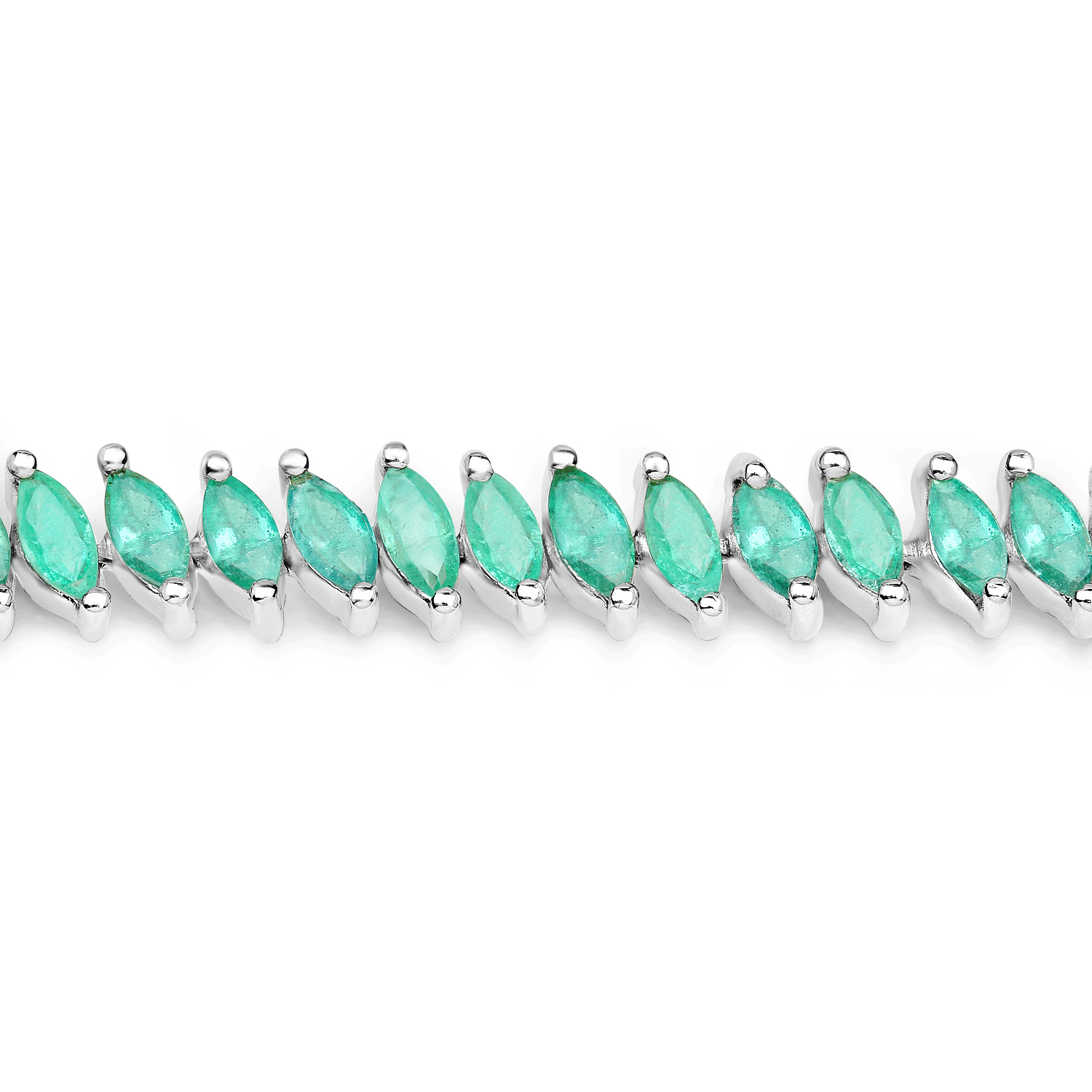 6.82 Carat Genuine Zambian Emerald .925 Sterling Silver Bracelet 2.20 C.T.W Sterling Silver - view 3