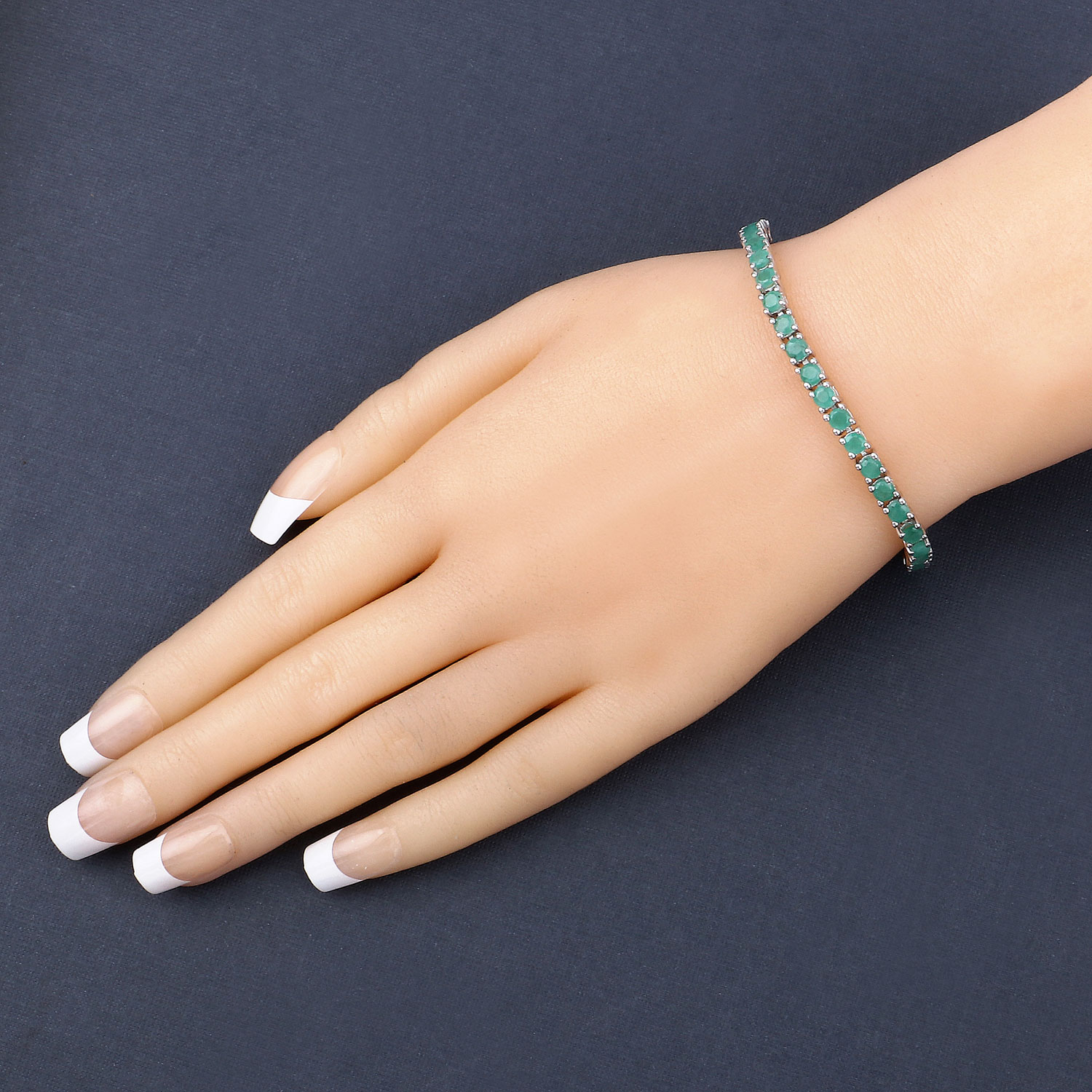 7.48 Carat Genuine Emerald .925 Sterling Silver Bracelet 2.20 C.T.W Sterling Silver - view 2