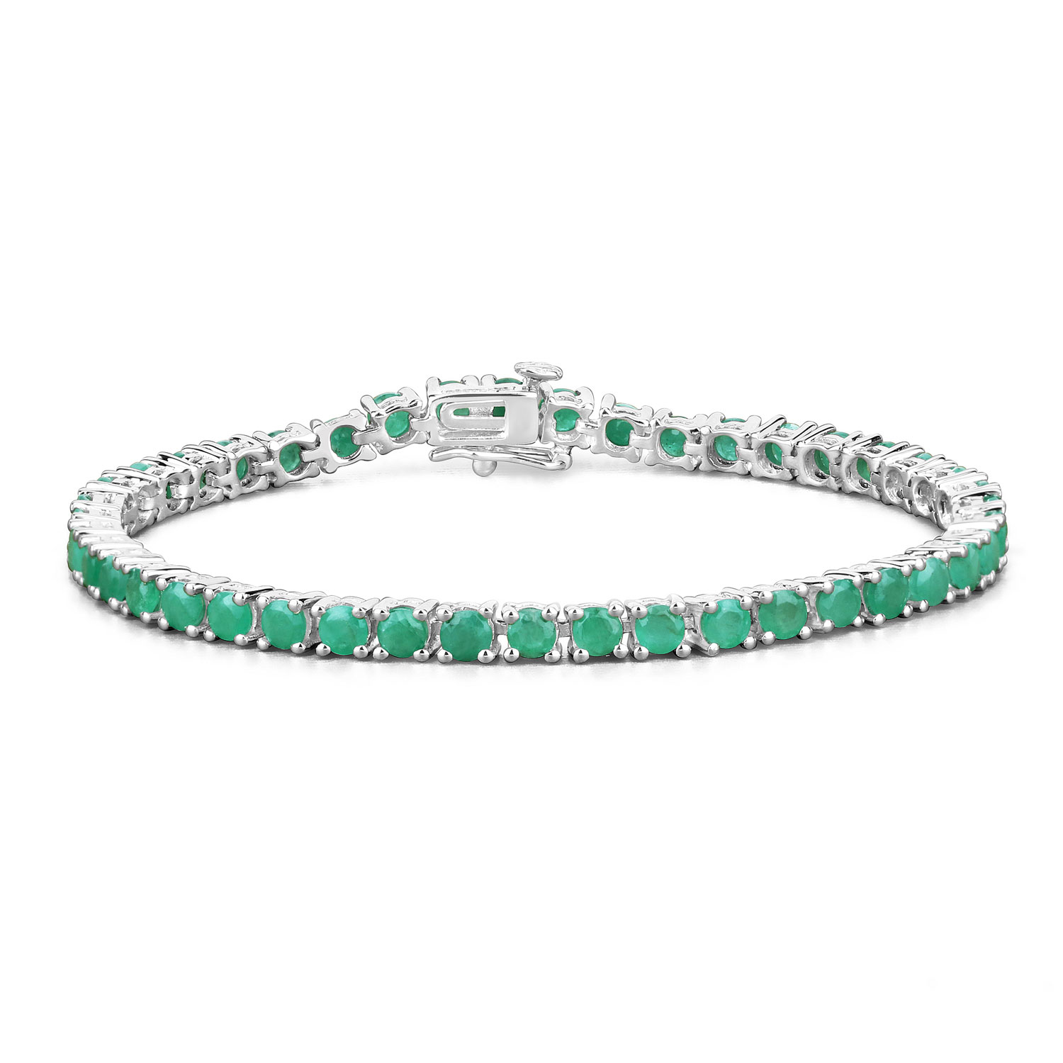 7.48 Carat Genuine Emerald .925 Sterling Silver Bracelet 2.20 C.T.W Sterling Silver - view 3