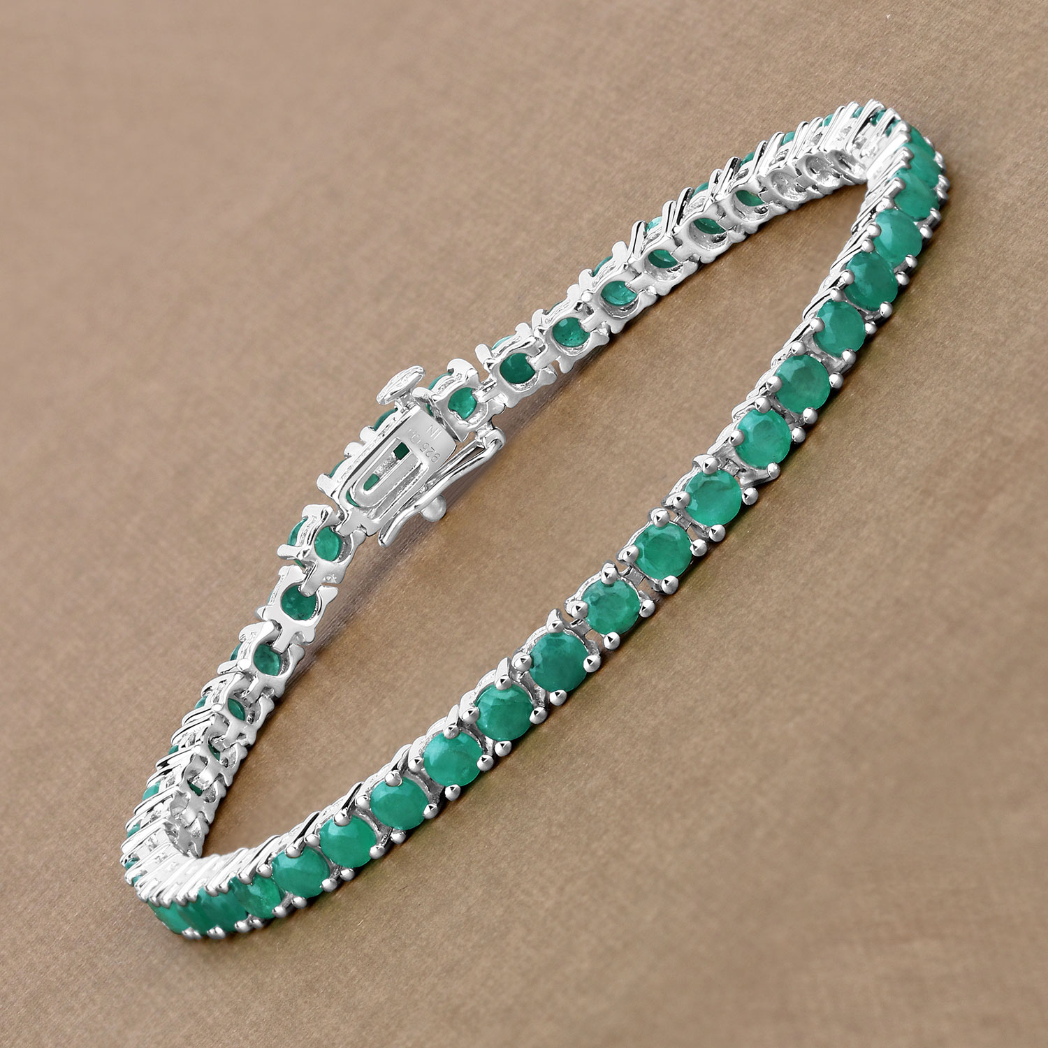 7.48 Carat Genuine Emerald .925 Sterling Silver Bracelet 2.20 C.T.W Sterling Silver - view 5