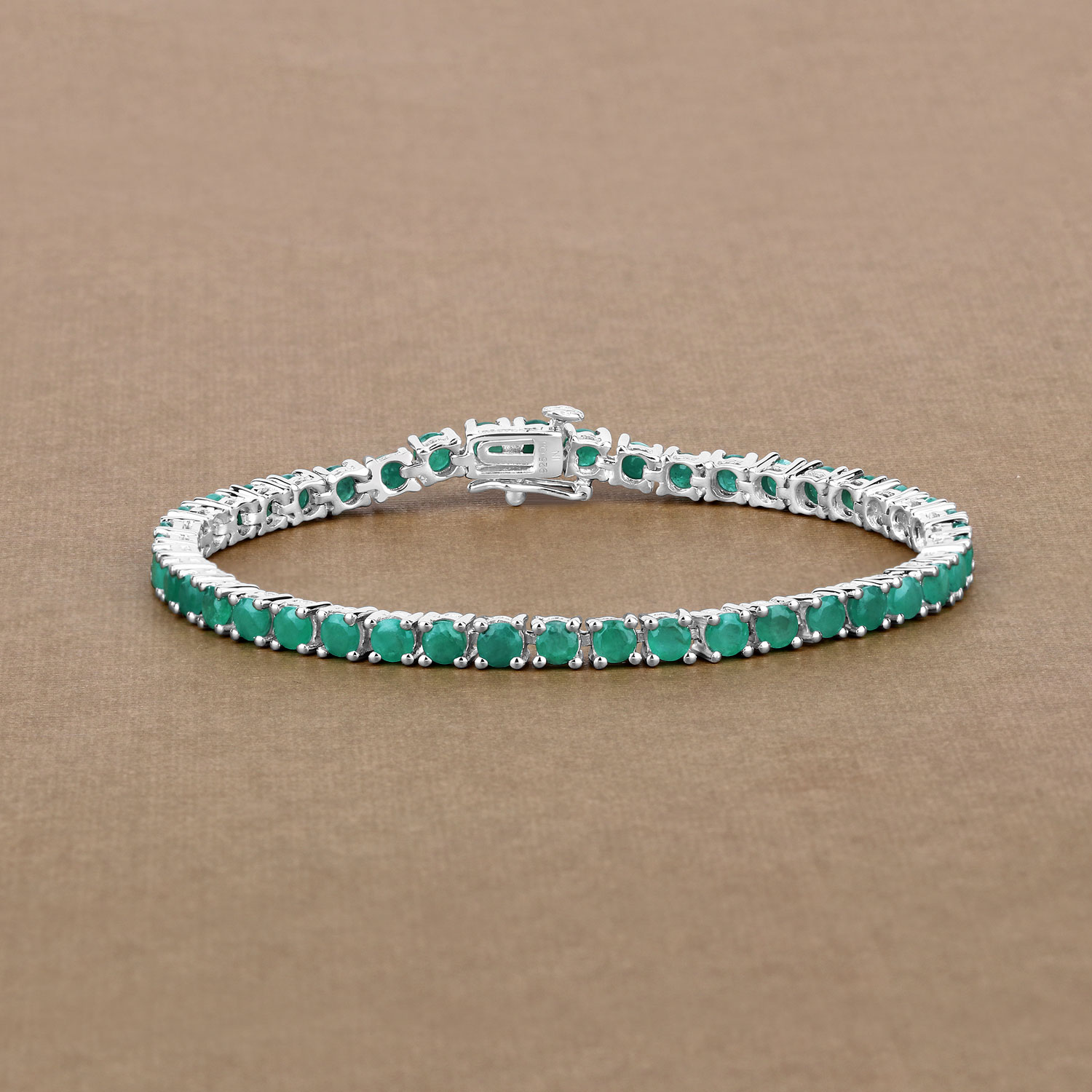 7.48 Carat Genuine Emerald .925 Sterling Silver Bracelet 2.20 C.T.W Sterling Silver - view 4