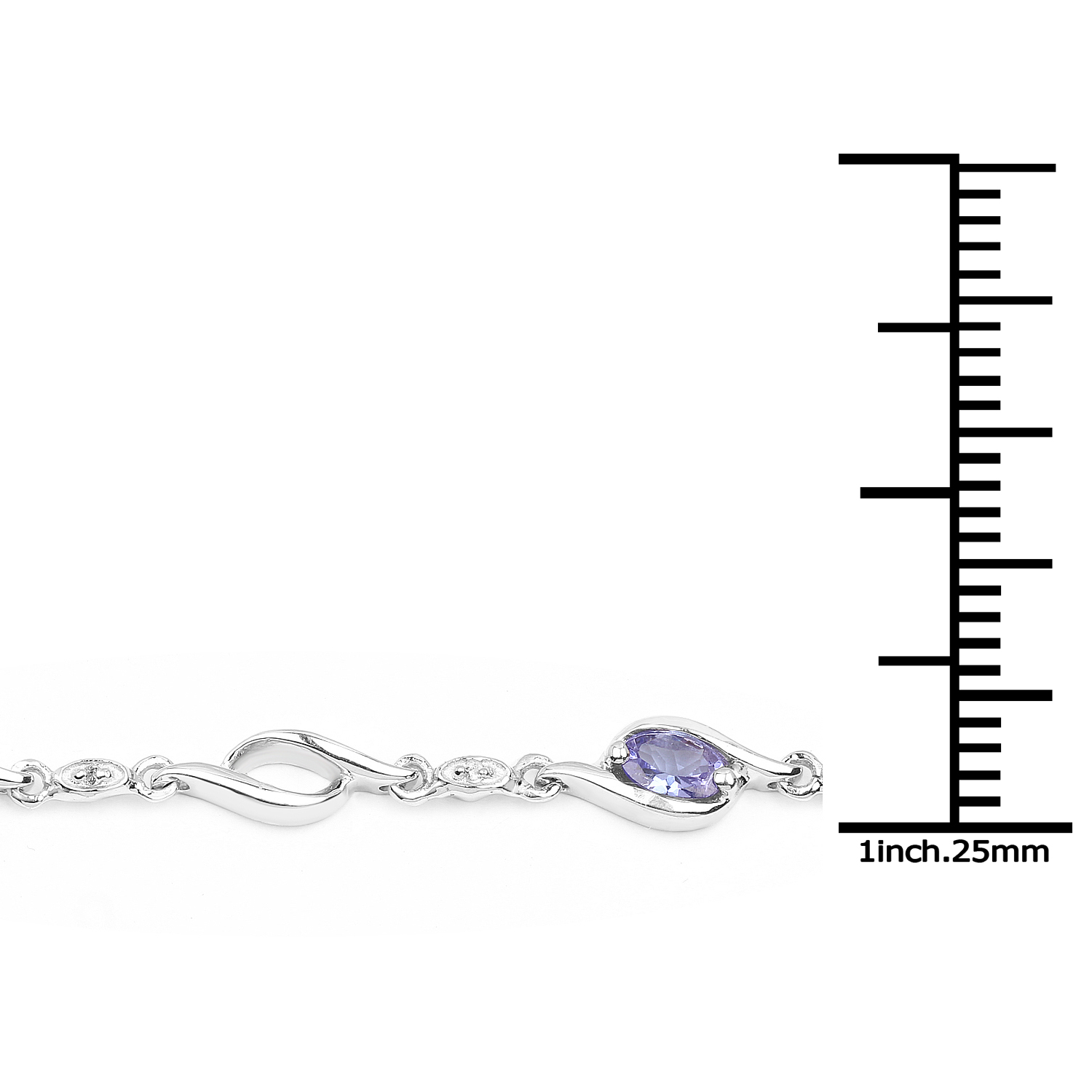 1.30 Carat Genuine Tanzanite and White Topaz .925 Sterling Silver Bracelet 1.30 C.T.W Sterling Silver - view 3