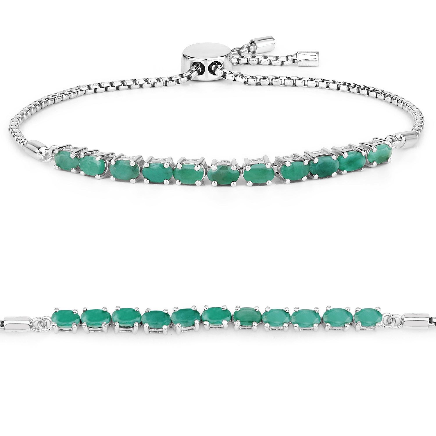 2.20 Carat Genuine Emerald Sterling Silver Bracelet 2.20 C.T.W Sterling Silver - view 4