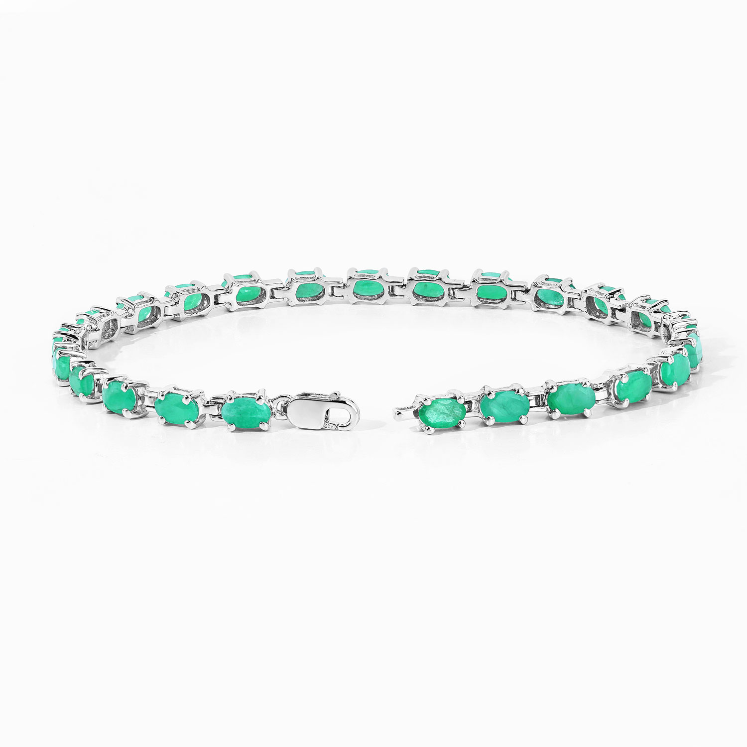 4.80 Carat Genuine Emerald .925 Sterling Silver Bracelet 2.20 C.T.W Sterling Silver - view 4