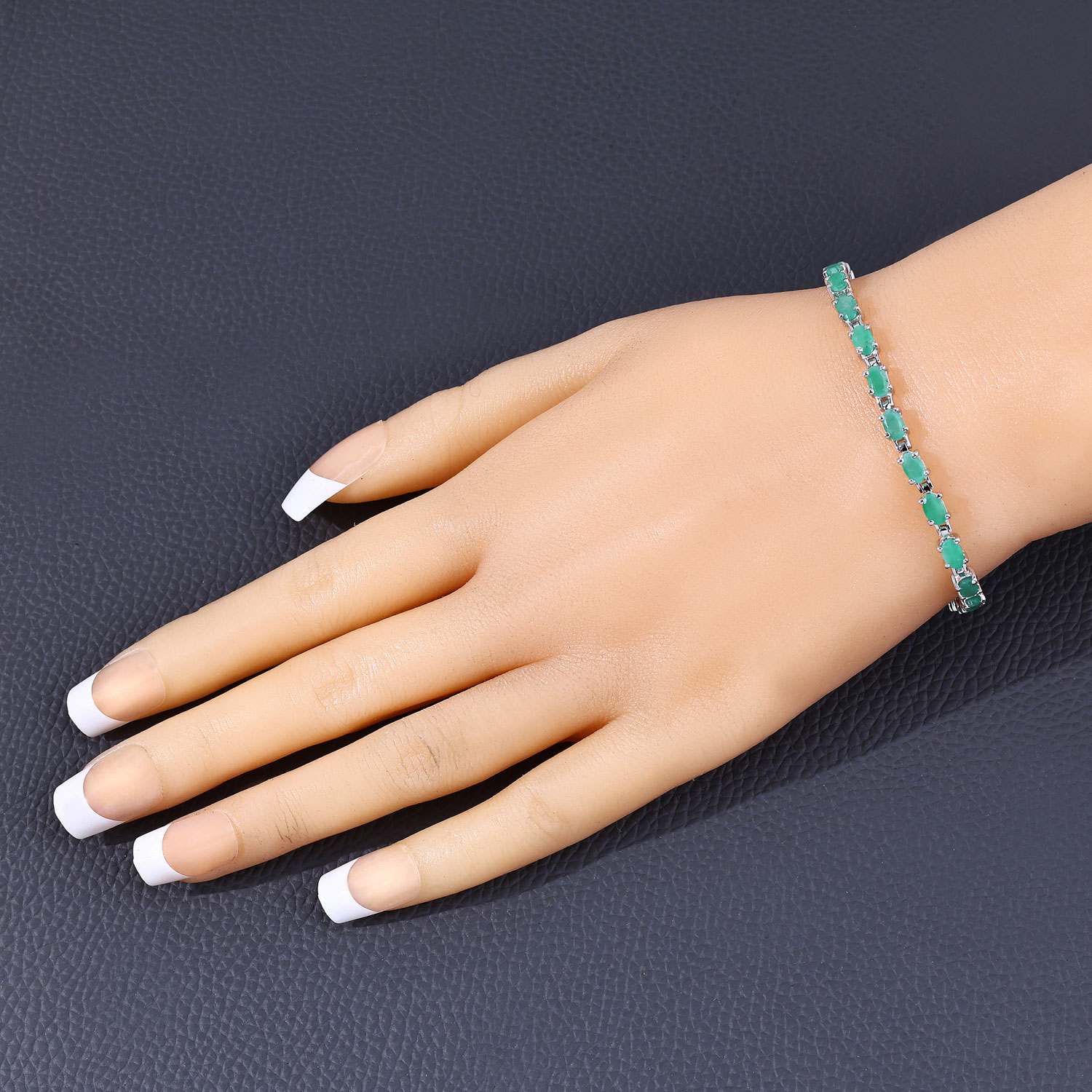 4.80 Carat Genuine Emerald .925 Sterling Silver Bracelet 2.20 C.T.W Sterling Silver - view 2