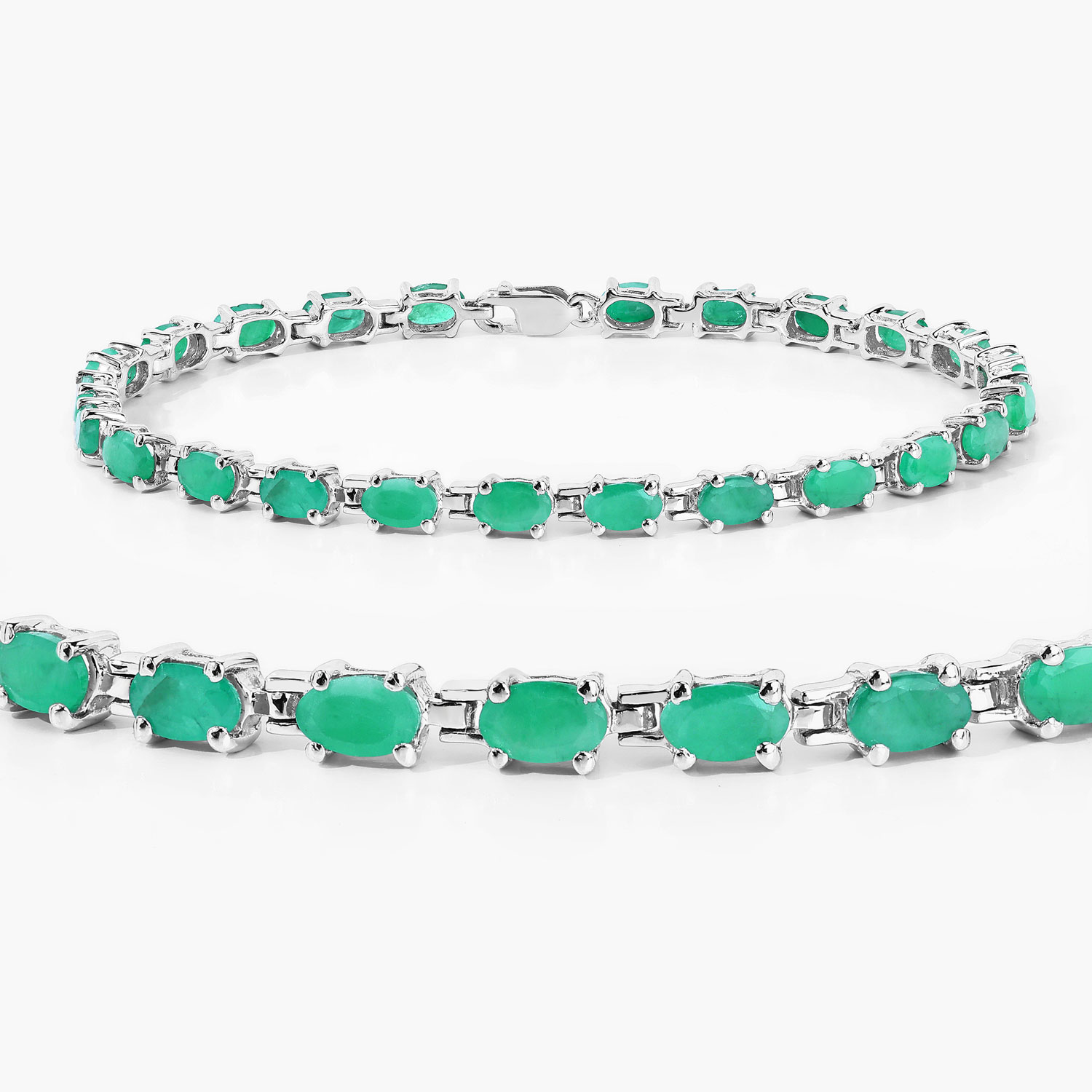 4.80 Carat Genuine Emerald .925 Sterling Silver Bracelet 2.20 C.T.W Sterling Silver - view 8