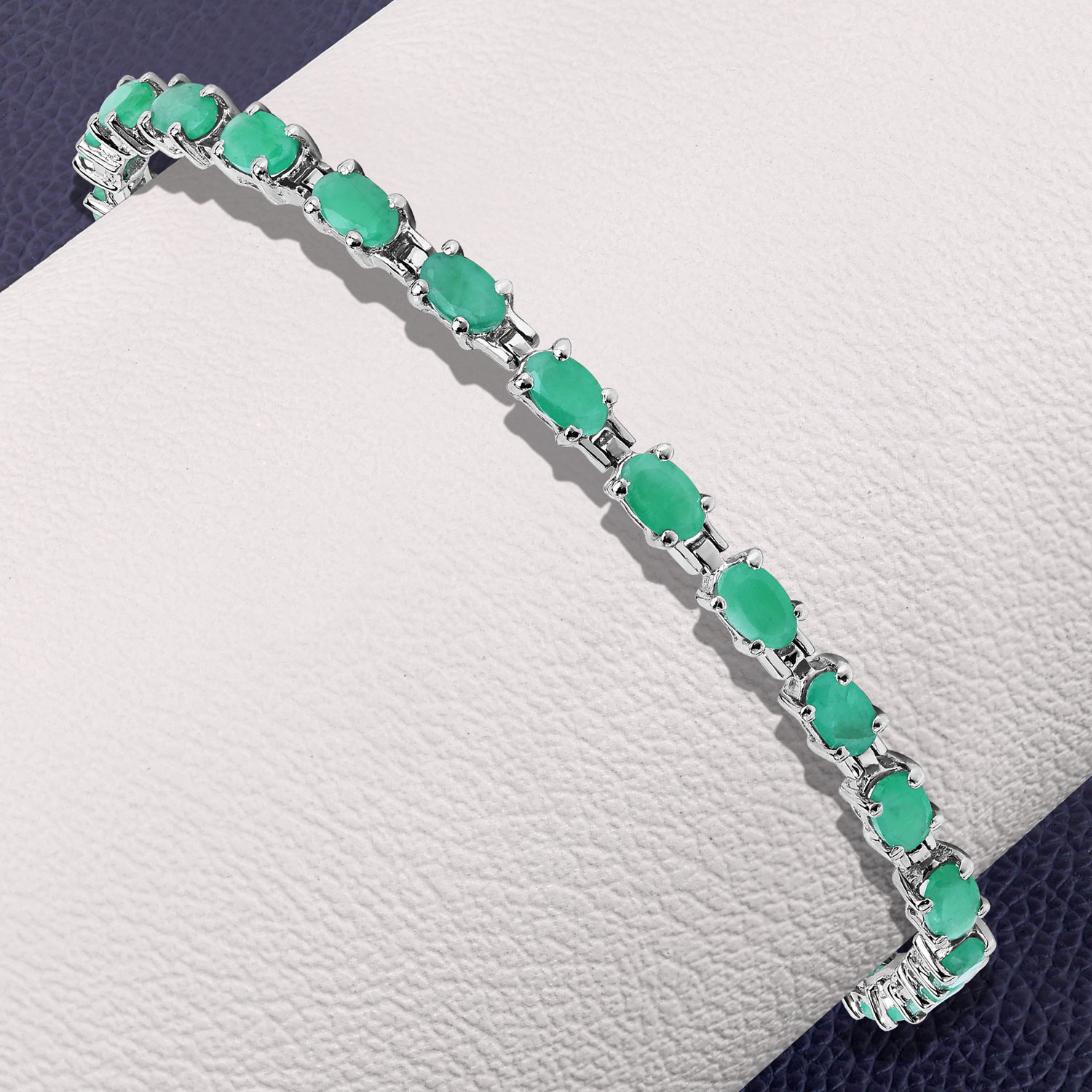 4.80 Carat Genuine Emerald .925 Sterling Silver Bracelet 2.20 C.T.W Sterling Silver - view 7