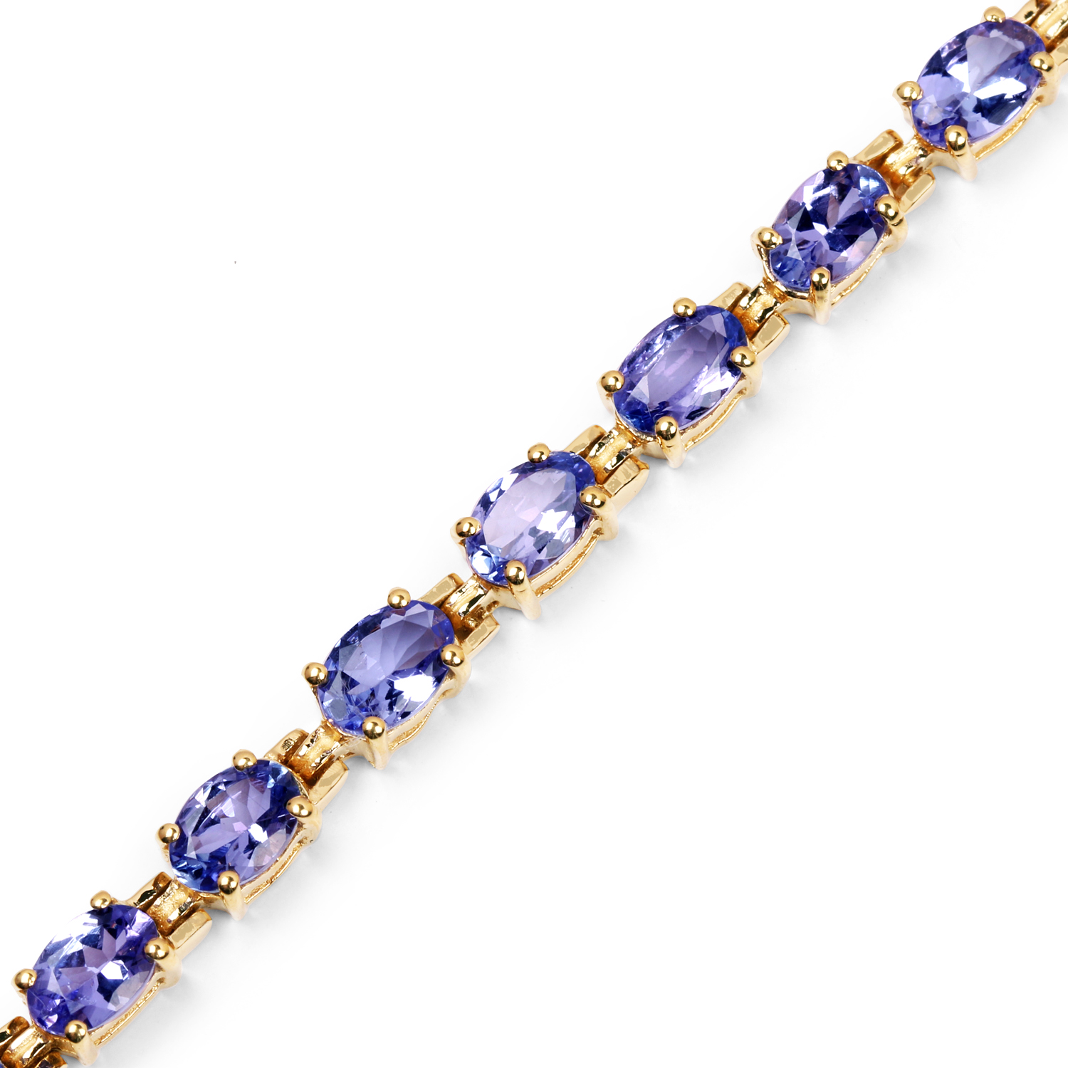 14K Yellow Gold Plated 9.68 Carat Genuine Tanzanite .925 Sterling Silver Bracelet Unknown Friendly Weight Sterling Silver - view 3