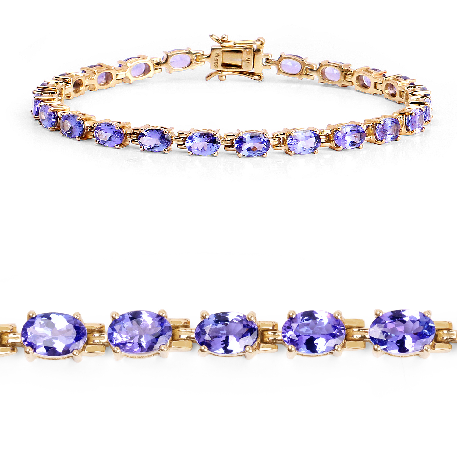14K Yellow Gold Plated 9.68 Carat Genuine Tanzanite .925 Sterling Silver Bracelet Unknown Friendly Weight Sterling Silver - view 4