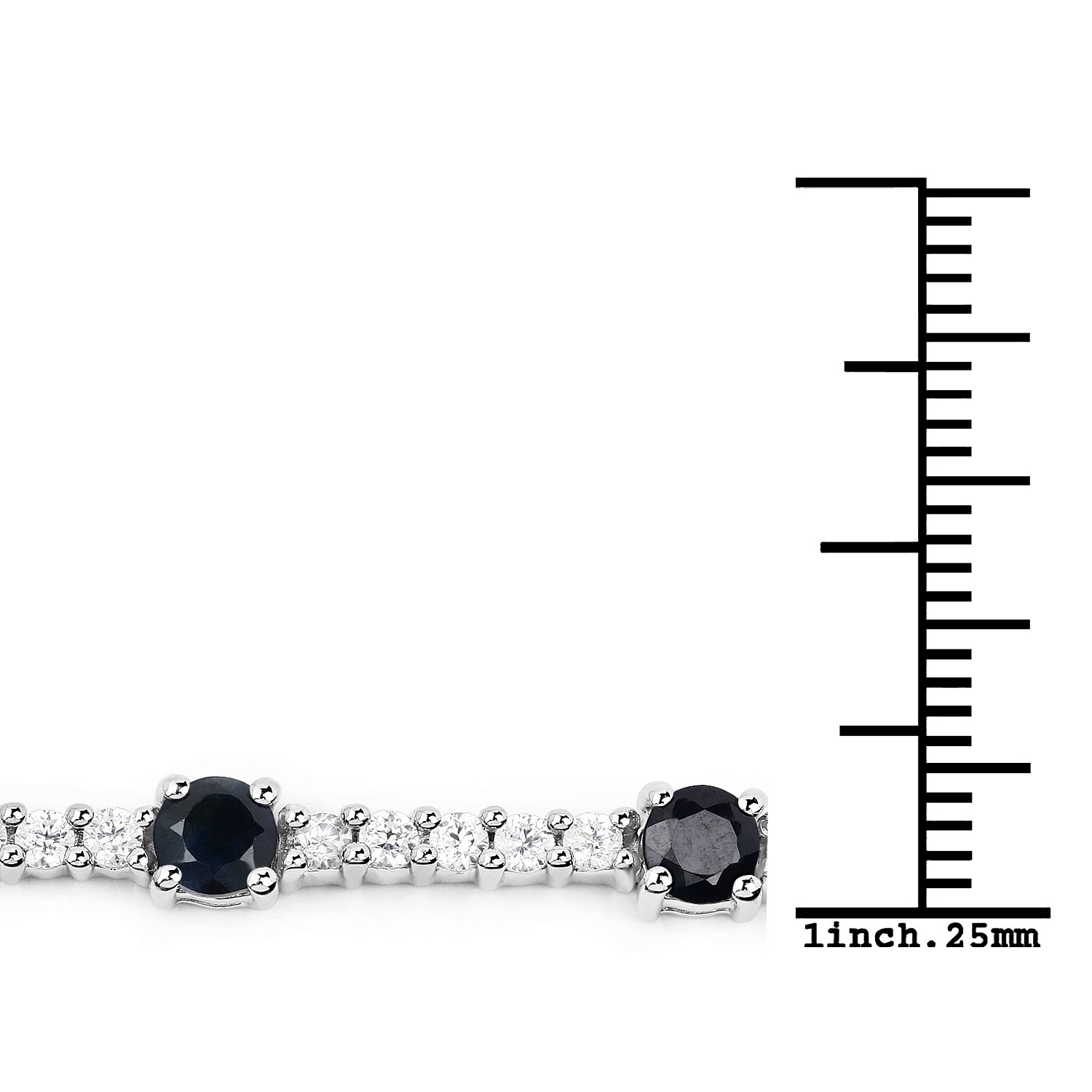 6.21 Carat Genuine Blue Sapphire and White Zircon .925 Sterling Silver Bracelet 6.21 C.T.W Sterling Silver - view 2