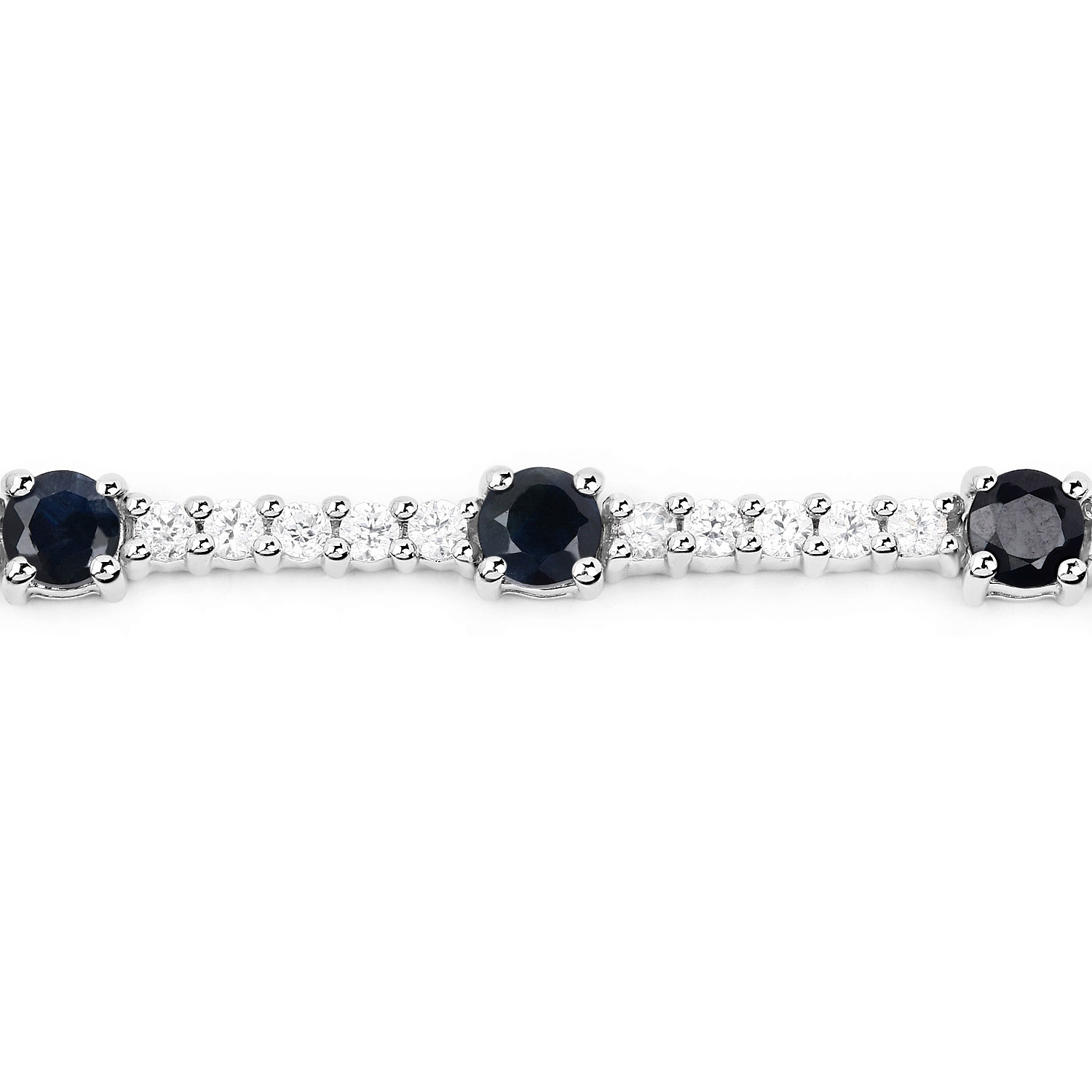 6.21 Carat Genuine Blue Sapphire and White Zircon .925 Sterling Silver Bracelet 6.21 C.T.W Sterling Silver - view 3