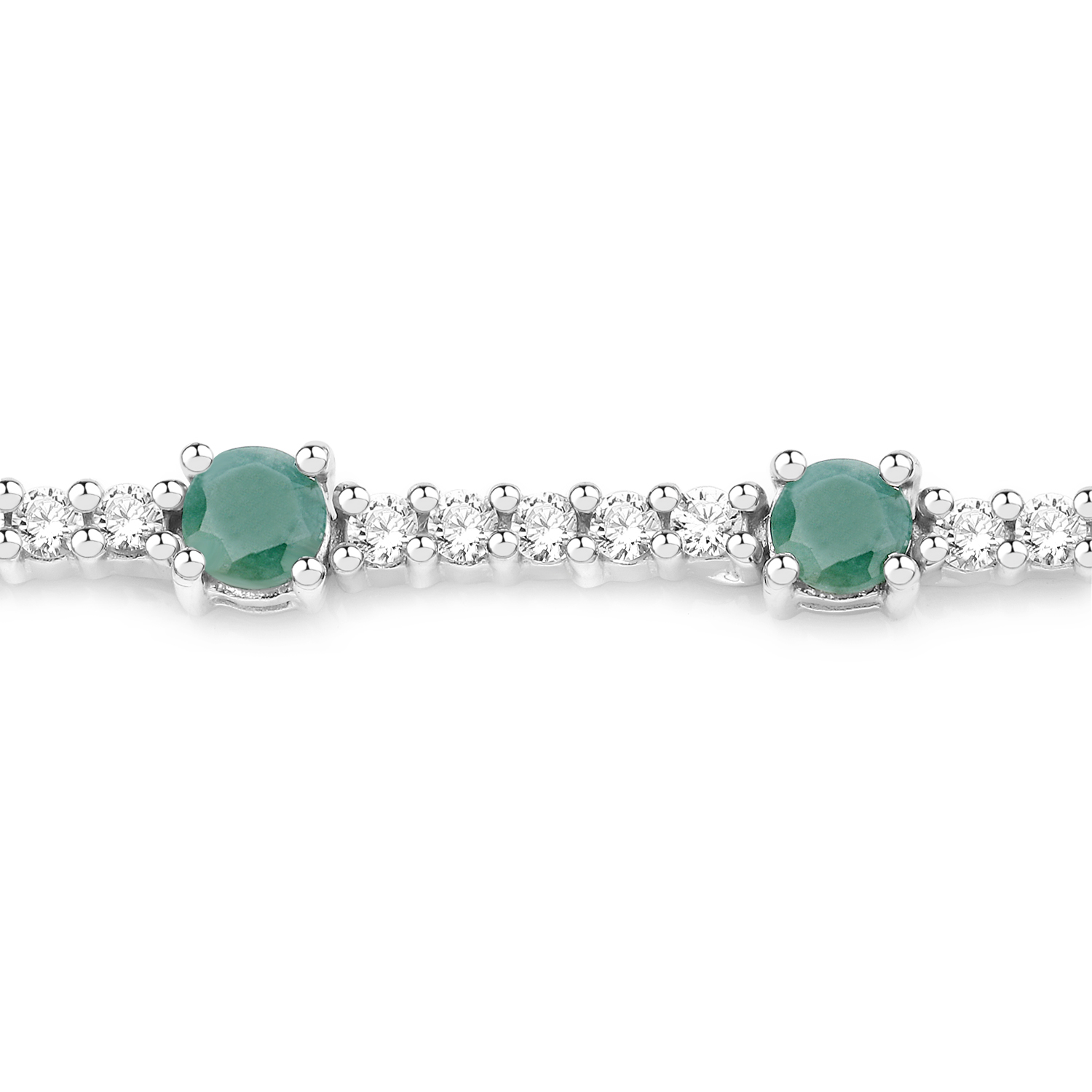 5.69 Carat Genuine Emerald and White Zircon .925 Sterling Silver Bracelet 2.20 C.T.W Sterling Silver - view 3