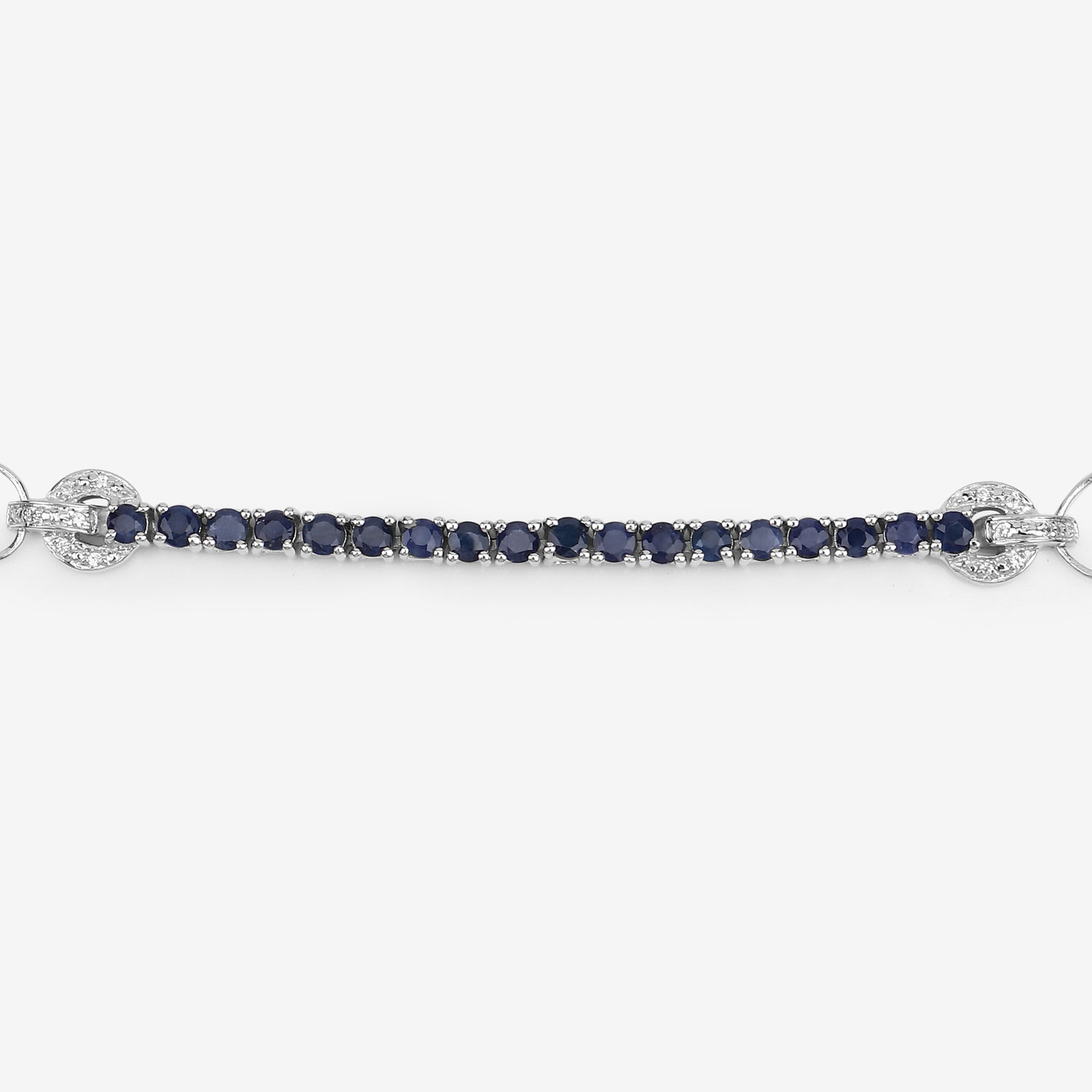 2.41 Carat Genuine Blue Sapphire and White Zircon .925 Sterling Silver Bracelet 2.41 C.T.W Sterling Silver - view 2