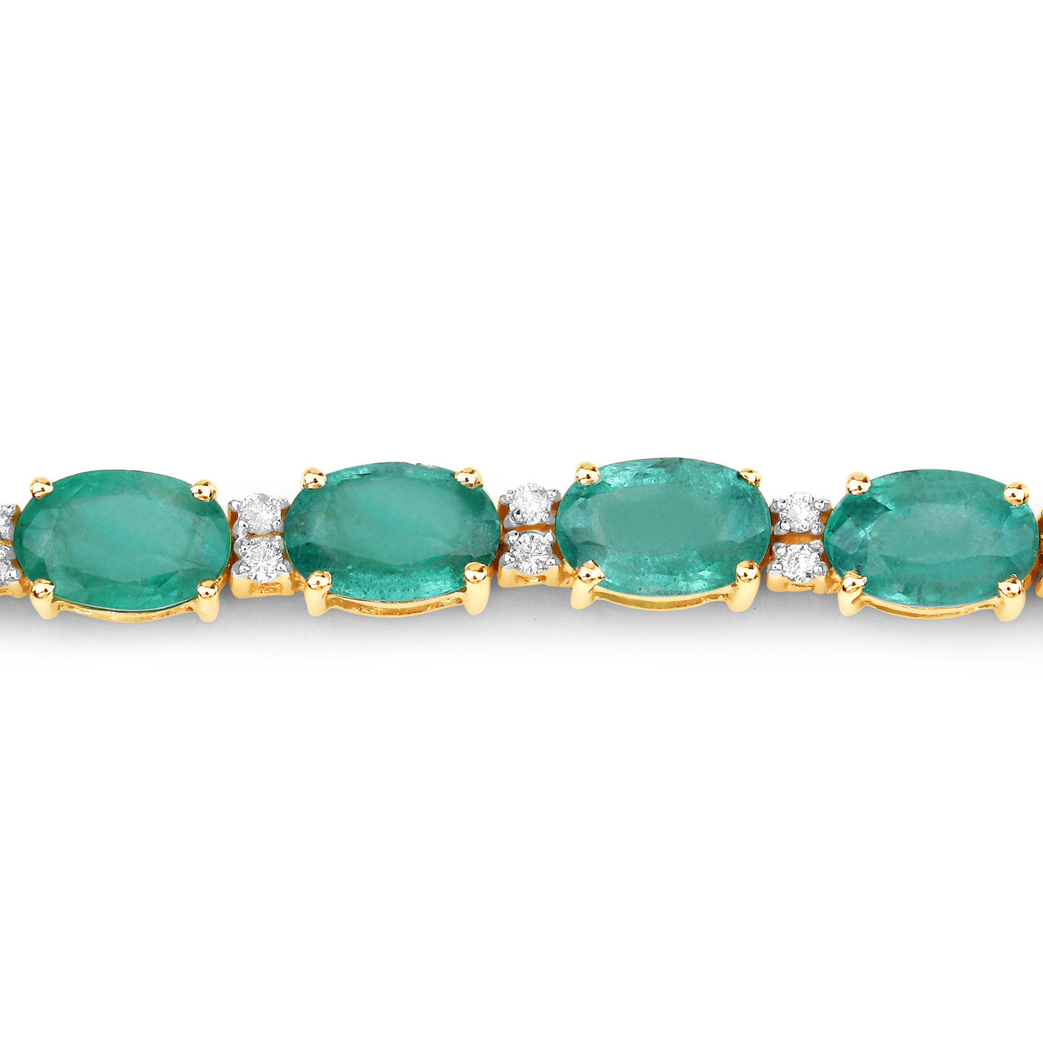 9.90 Carat Genuine Zambian Emerald and White Diamond 14K Yellow Gold Bracelet 2.20 C.T.W 14K yellow gold - view 11