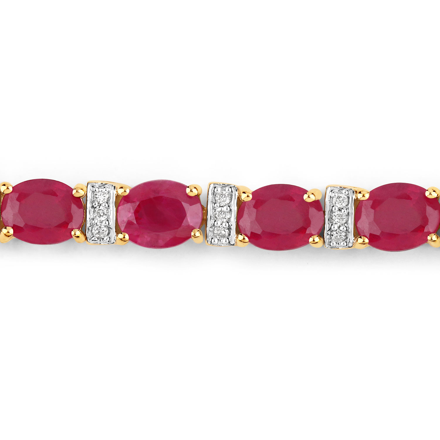 7.76 Carat Genuine Ruby and White Diamond 14K Yellow Gold Bracelet 7.76 C.T.W 14K yellow or white gold - view 2