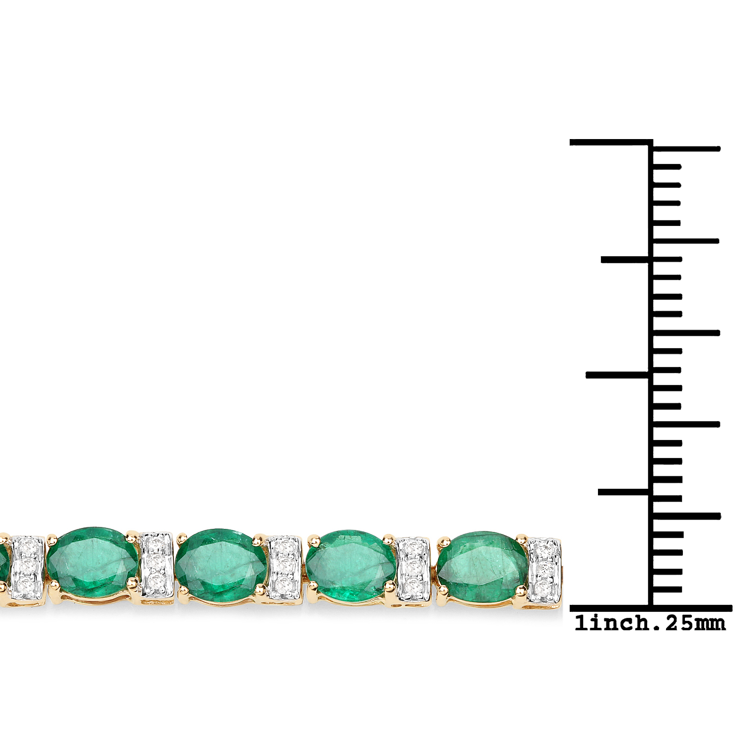 7.80 Carat Genuine Zambian Emerald and White Diamond 14K Yellow Gold Bracelet 2.20 C.T.W 14K yellow gold - view 2