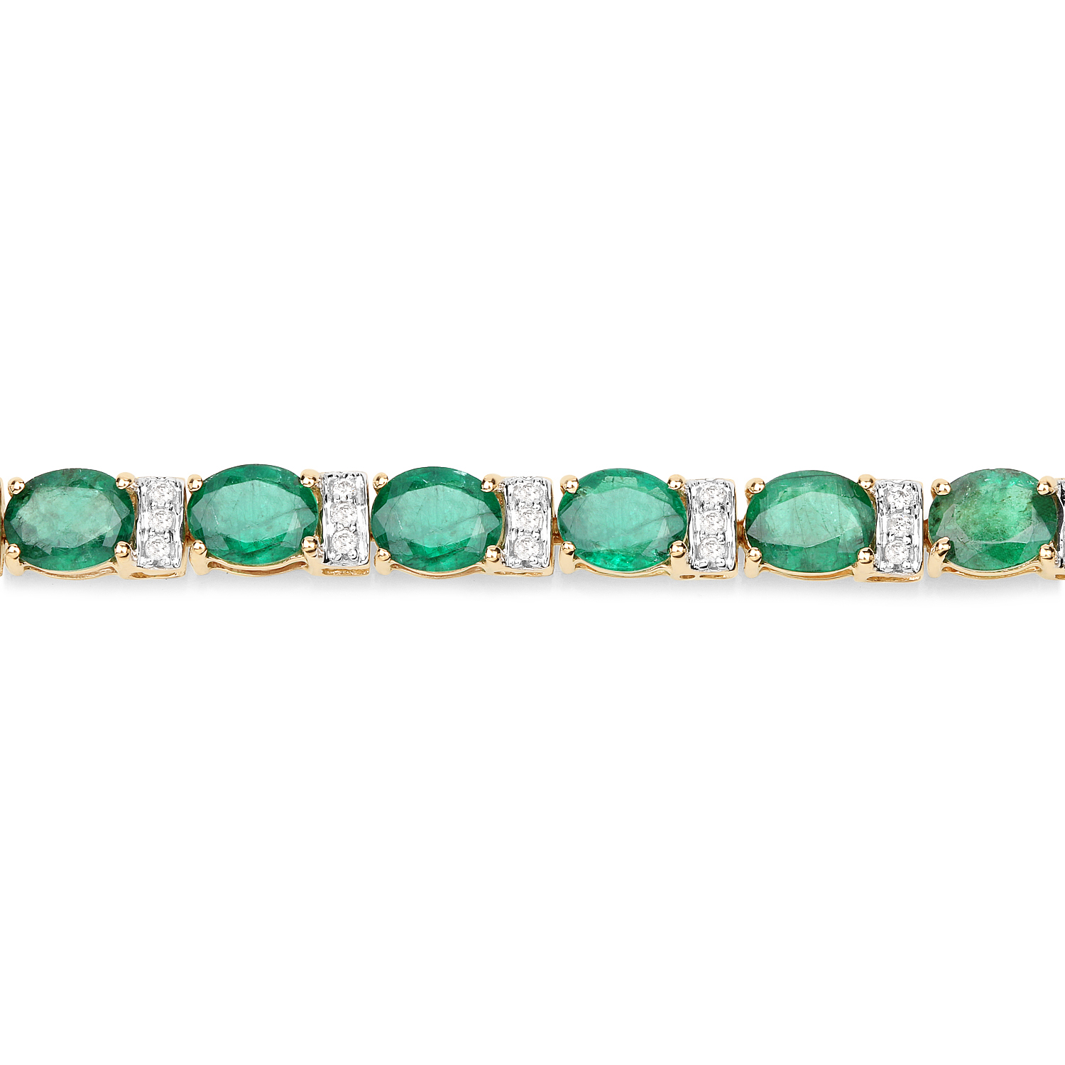 7.80 Carat Genuine Zambian Emerald and White Diamond 14K Yellow Gold Bracelet 2.20 C.T.W 14K yellow gold - view 3