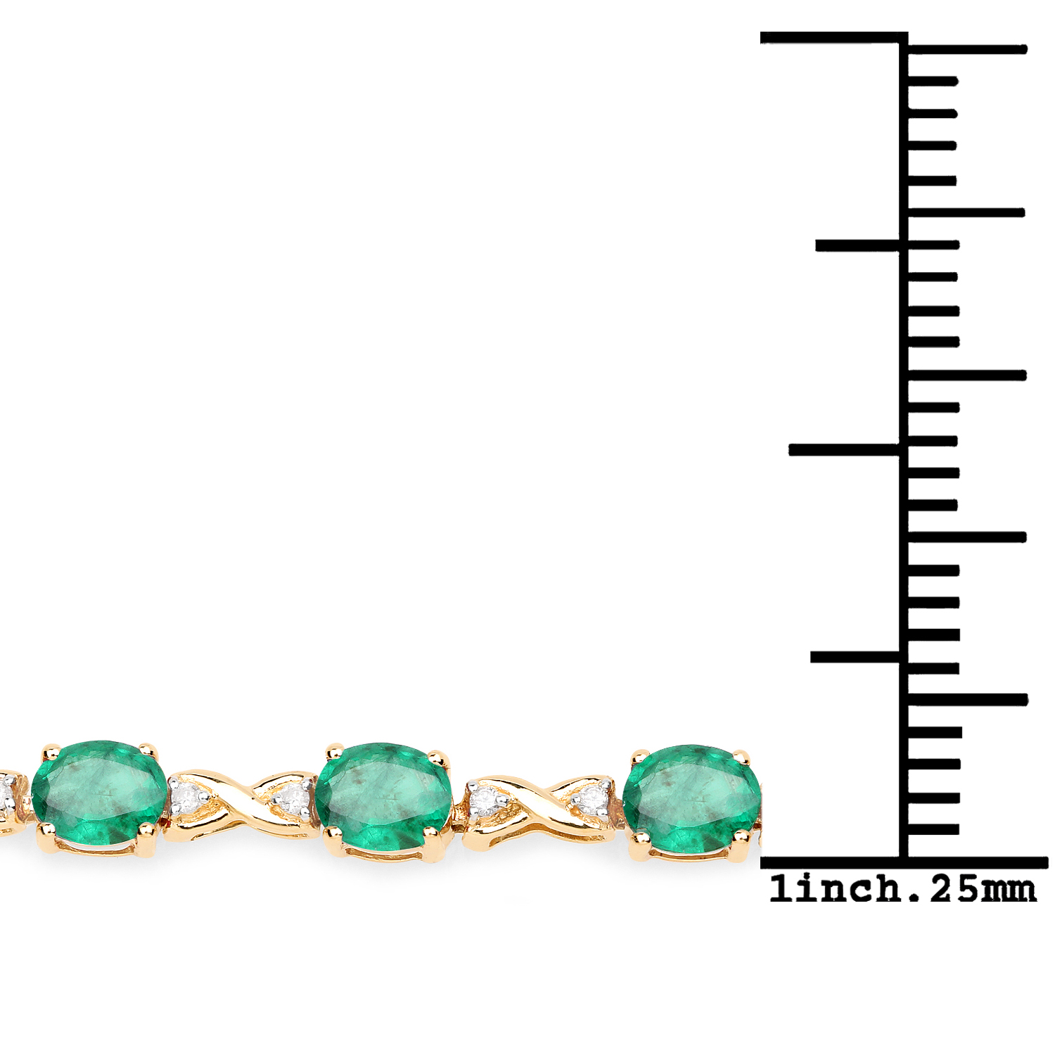 5.09 Carat Genuine Zambian Emerald and White Diamond 14K Yellow Gold Bracelet 2.20 C.T.W 14K yellow gold - view 2