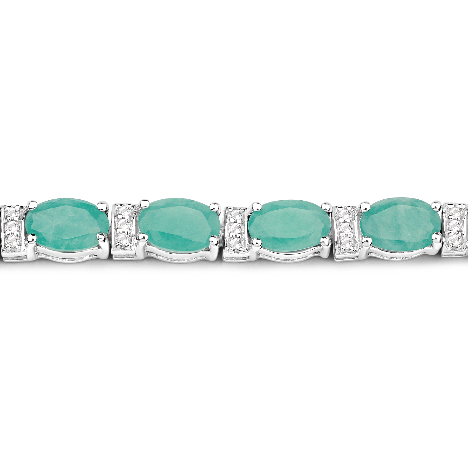 10.47 Carat Genuine Emerald and White Topaz .925 Sterling Silver Bracelet 2.20 C.T.W Sterling Silver - view 2