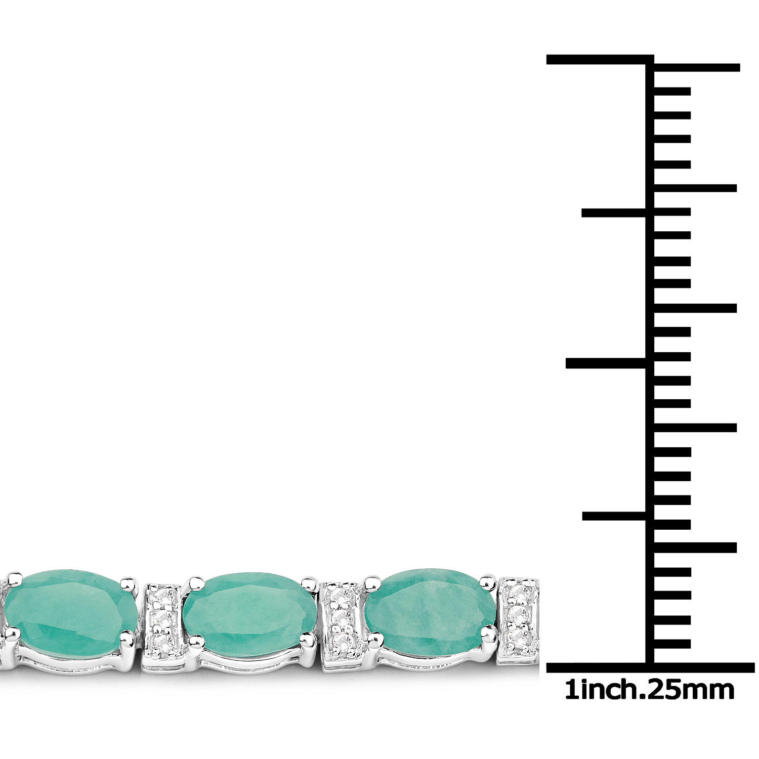 10.47 Carat Genuine Emerald and White Topaz .925 Sterling Silver Bracelet 2.20 C.T.W Sterling Silver - view 4