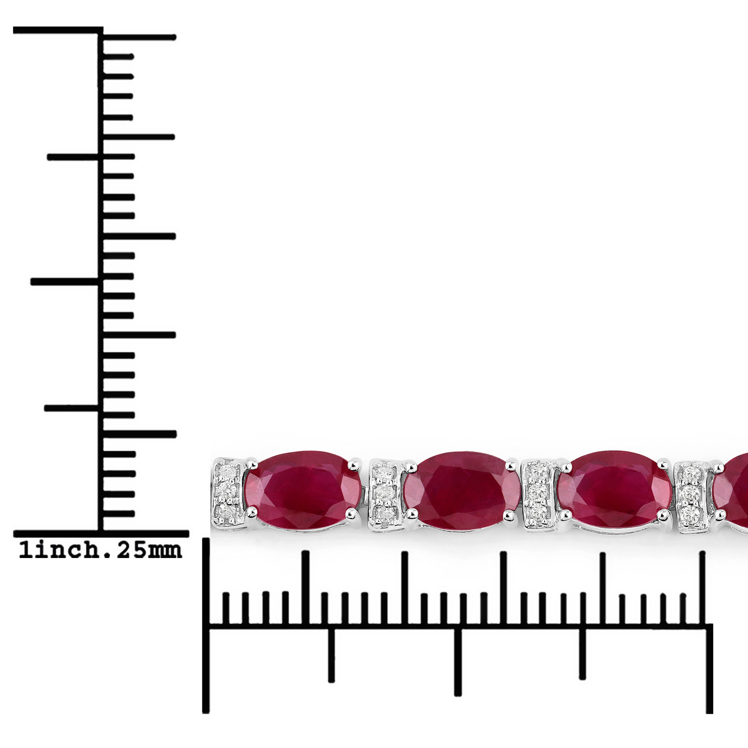 11.67 Carat Genuine Ruby and White Diamond 14K White Gold Bracelet 11.67 C.T.W 14K white gold - view 3