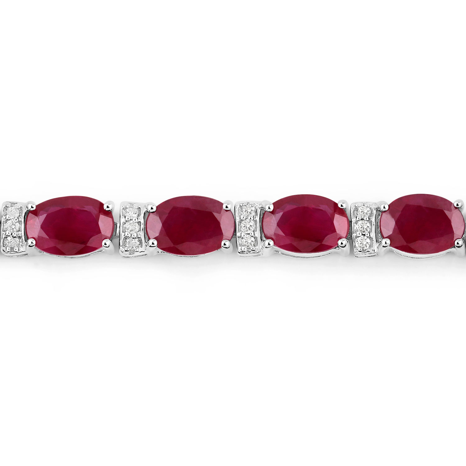 11.67 Carat Genuine Ruby and White Diamond 14K White Gold Bracelet 11.67 C.T.W 14K white gold - view 2