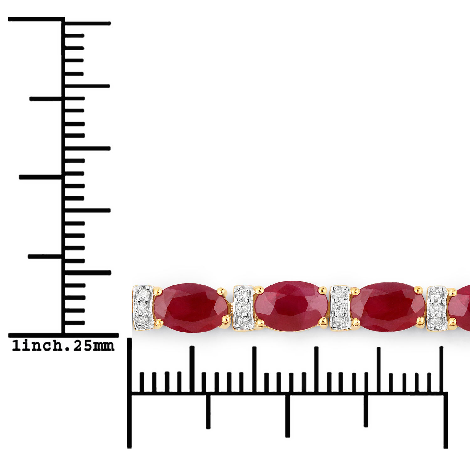 11.67 Carat Genuine Ruby and White Diamond 14K Yellow Gold Bracelet 11.67 C.T.W 14K yellow or white gold - view 3
