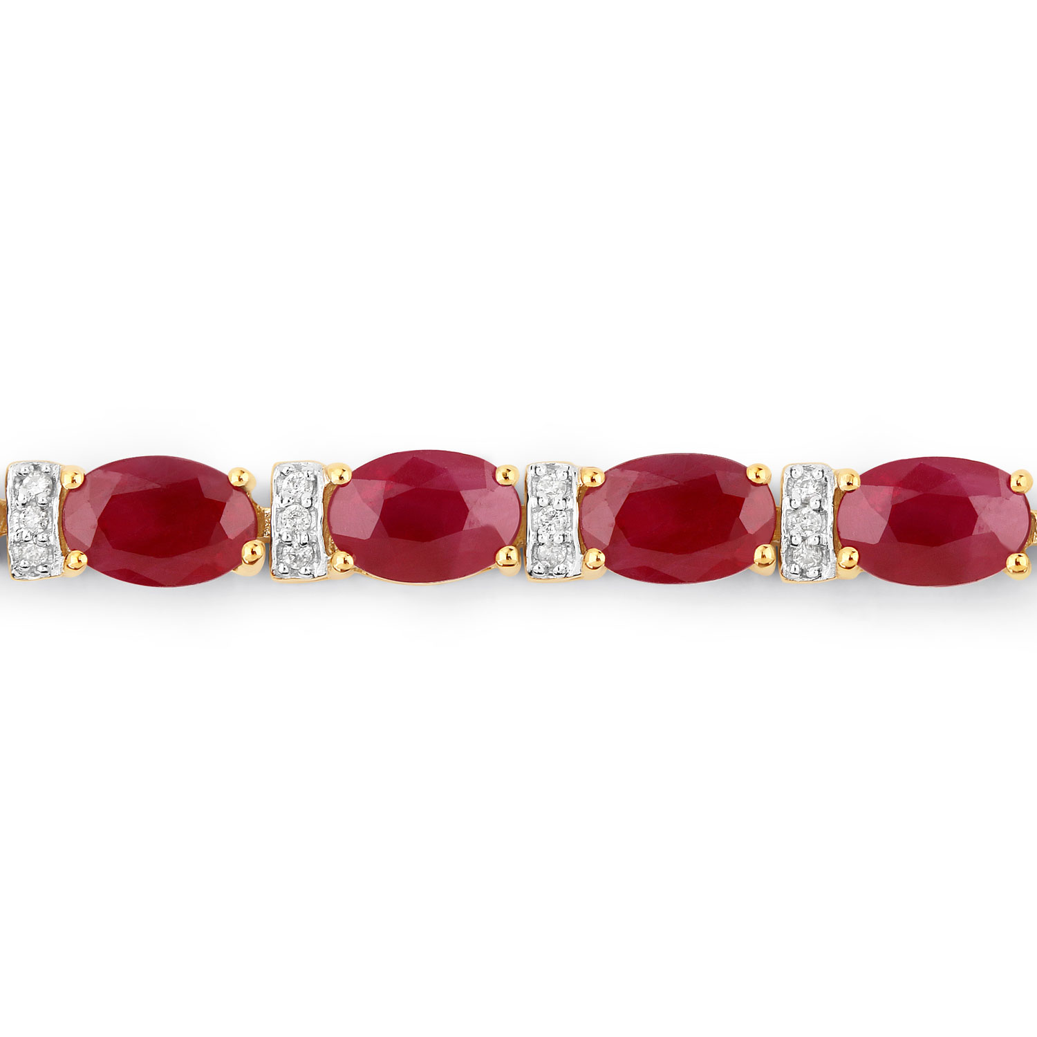 11.67 Carat Genuine Ruby and White Diamond 14K Yellow Gold Bracelet 11.67 C.T.W 14K yellow or white gold - view 2