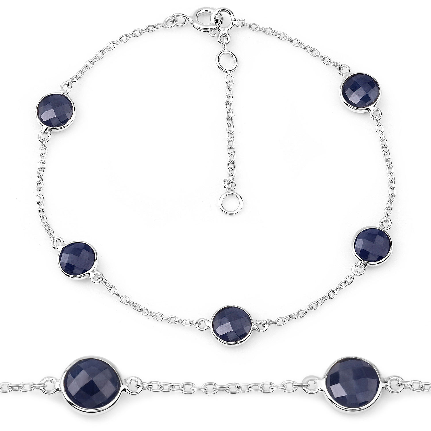 5.00 Carat Genuine Blue Sapphire .925 Sterling Silver Bracelet 5.00 C.T.W Sterling Silver - view 4