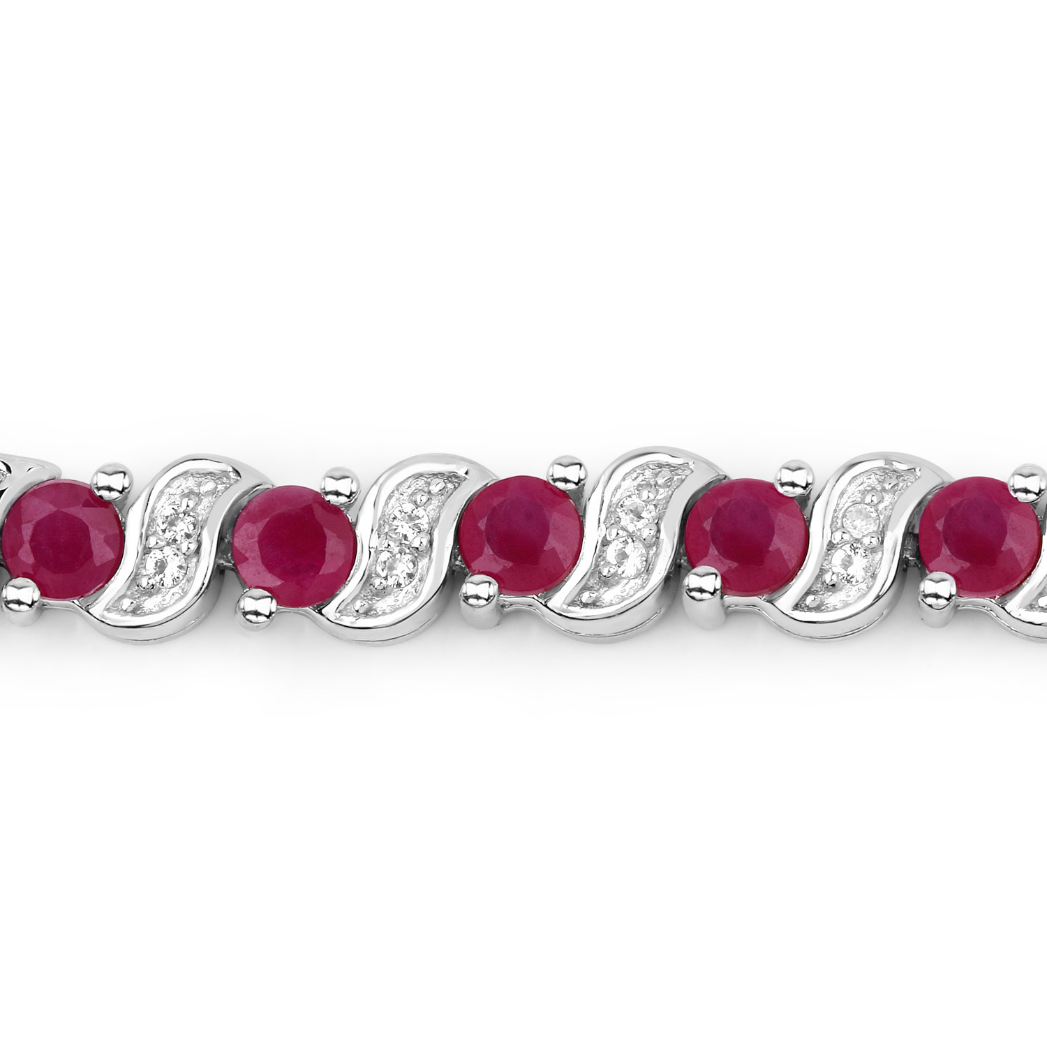 1.25 Carat Genuine Ruby and White Topaz .925 Sterling Silver Bracelet 1.25 C.T.W Sterling Silver - view 3