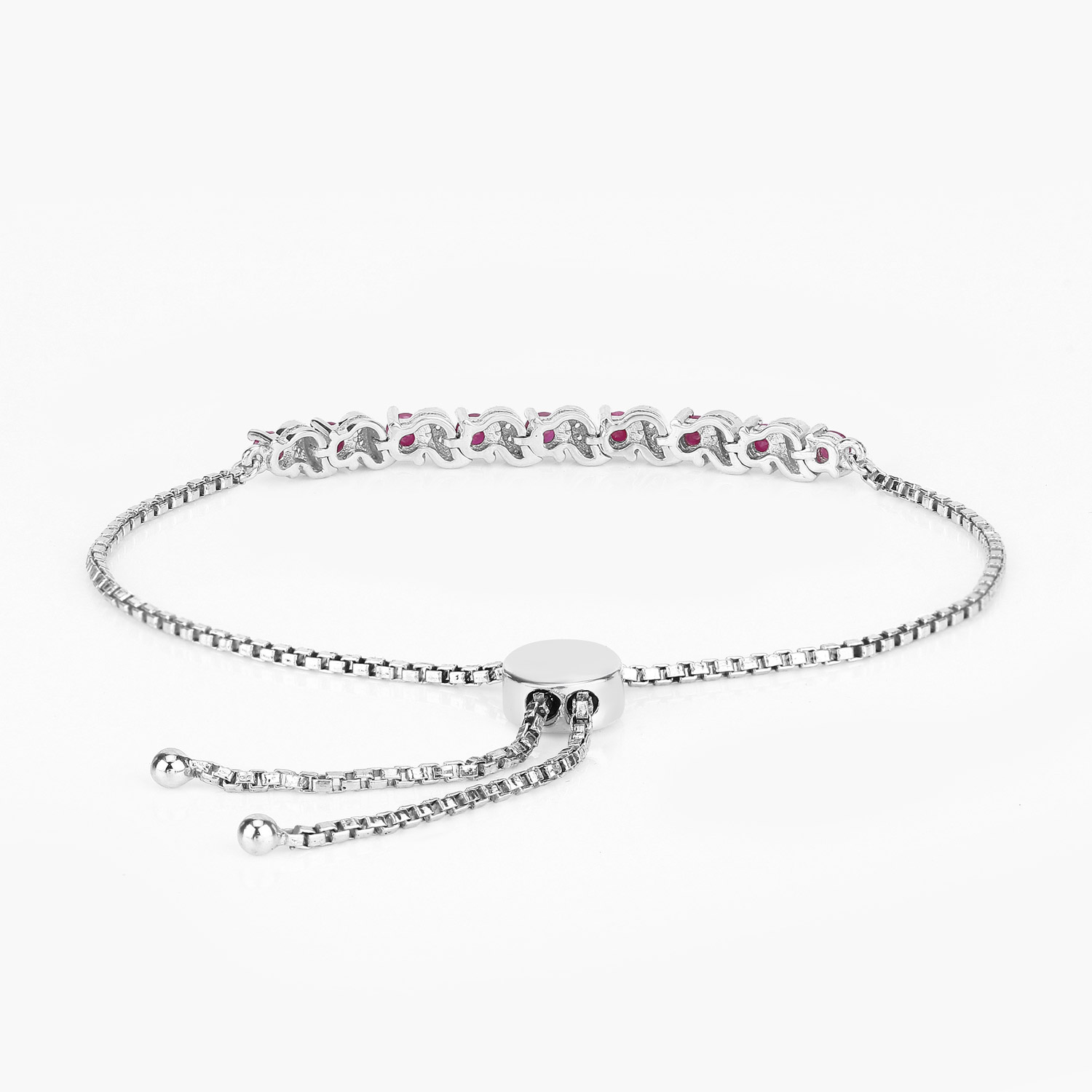 1.25 Carat Genuine Ruby and White Topaz .925 Sterling Silver Bracelet 1.25 C.T.W Sterling Silver - view 4