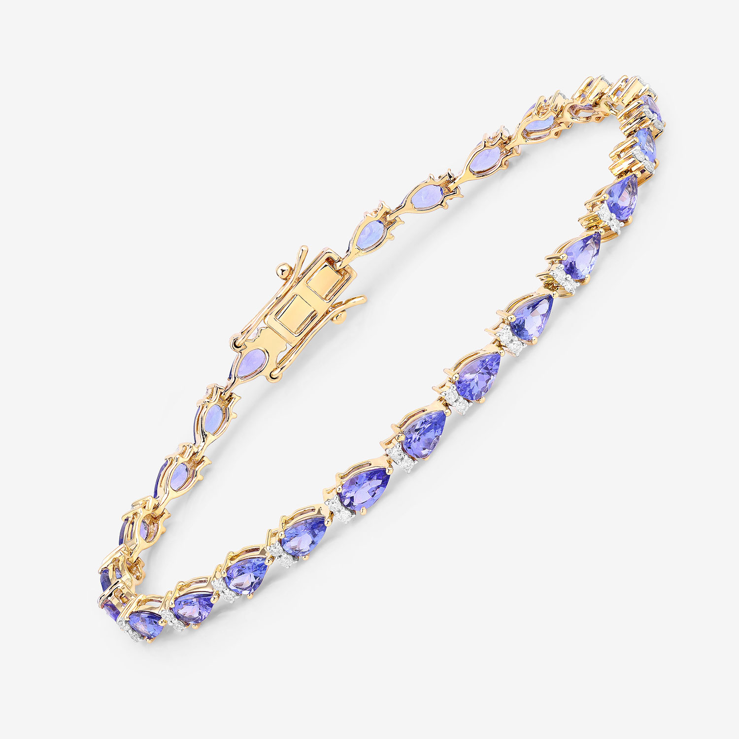 5.65 Carat Genuine Tanzanite and White Diamond 14K Yellow Gold Bracelet 5.65 C.T.W 14K yellow or white gold - view 8