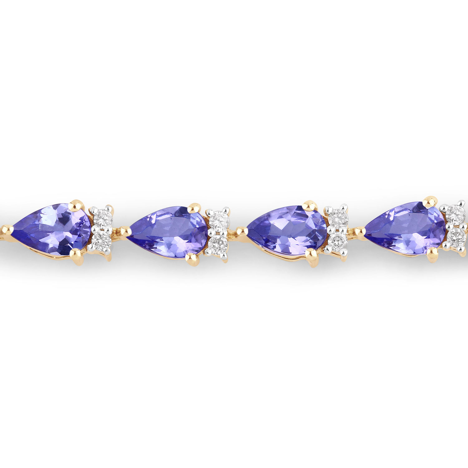 5.65 Carat Genuine Tanzanite and White Diamond 14K Yellow Gold Bracelet 5.65 C.T.W 14K yellow or white gold - view 10