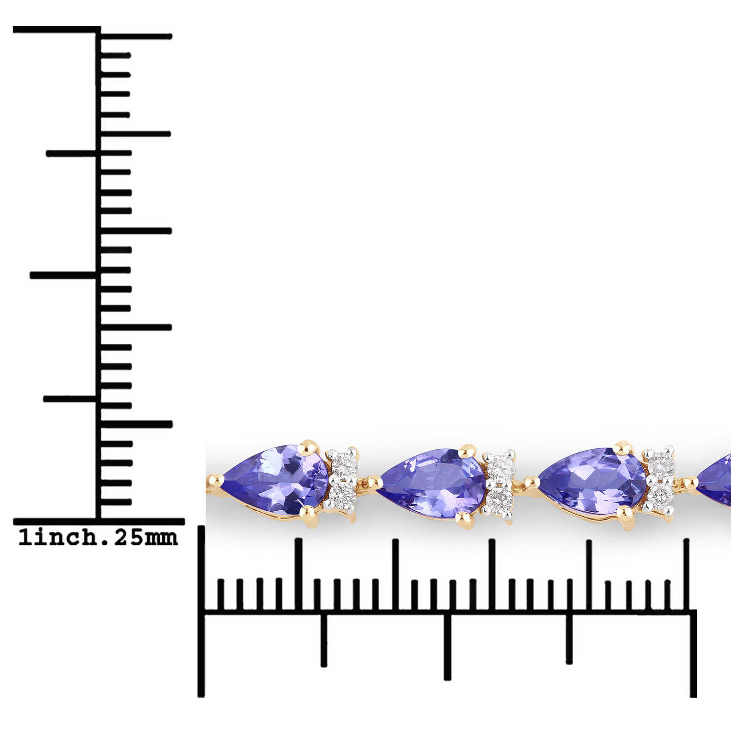 5.65 Carat Genuine Tanzanite and White Diamond 14K Yellow Gold Bracelet 5.65 C.T.W 14K yellow or white gold - view 2