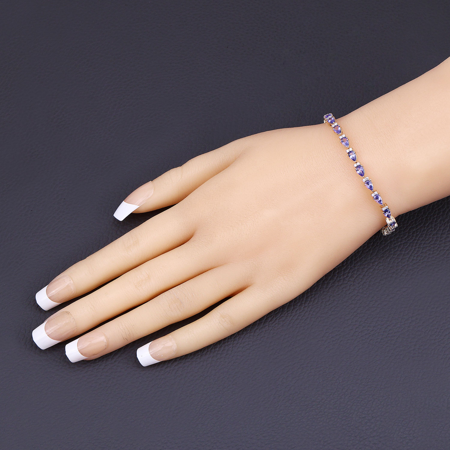 5.65 Carat Genuine Tanzanite and White Diamond 14K Yellow Gold Bracelet 5.65 C.T.W 14K yellow or white gold - view 4