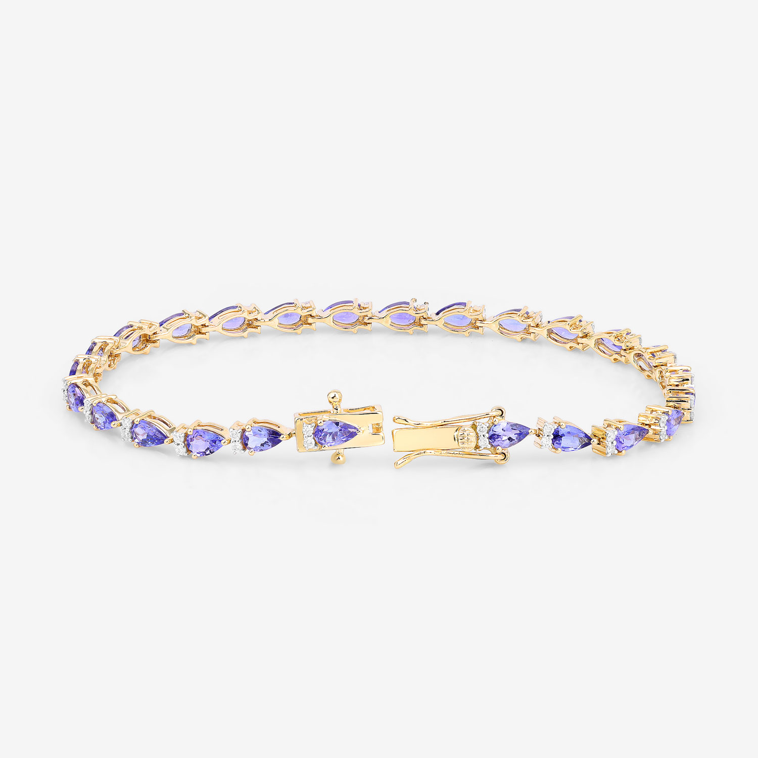 5.65 Carat Genuine Tanzanite and White Diamond 14K Yellow Gold Bracelet 5.65 C.T.W 14K yellow or white gold - view 9