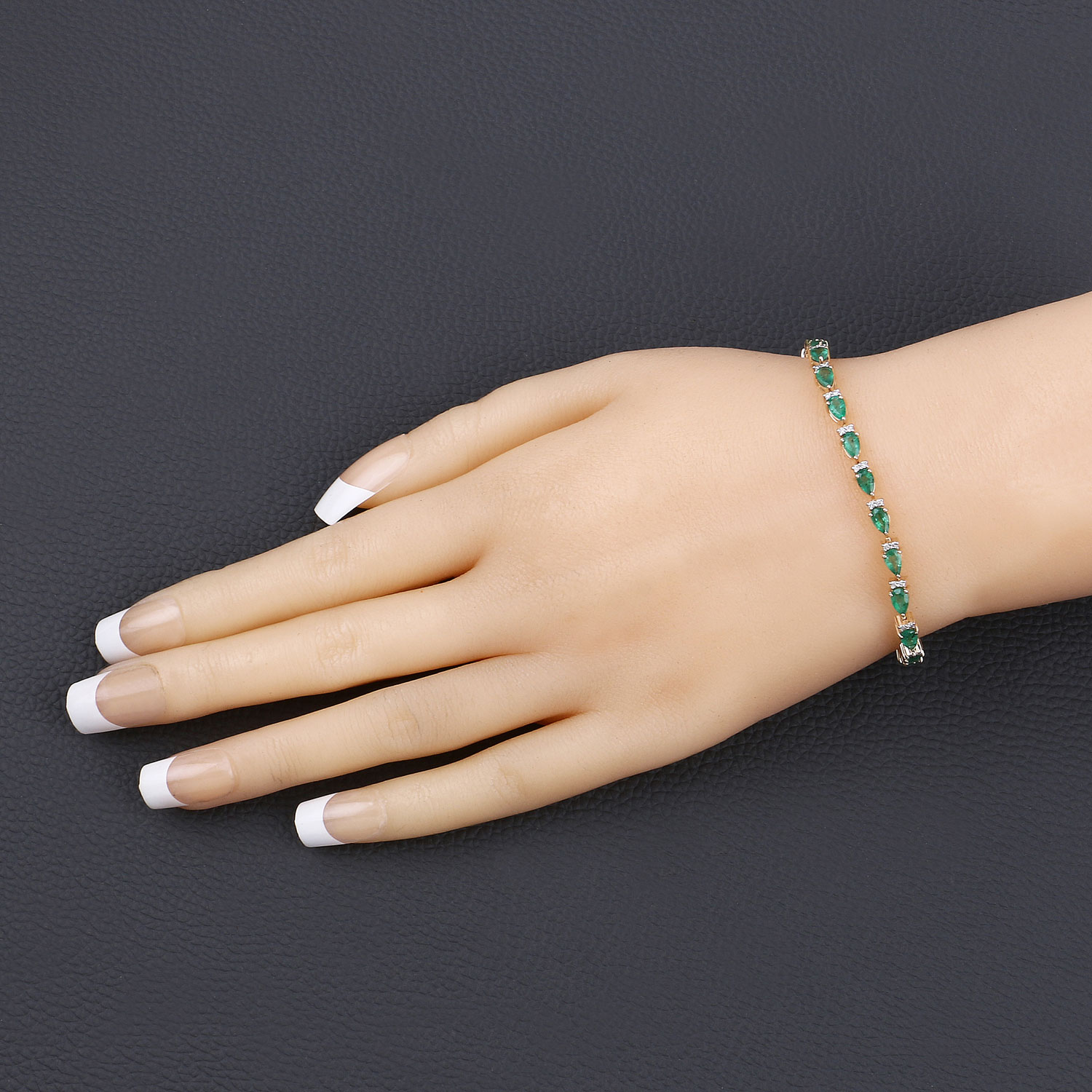 4.65 Carat Genuine Zambian Emerald and White Diamond 14K Yellow Gold Bracelet 2.20 C.T.W 14K yellow gold - view 2