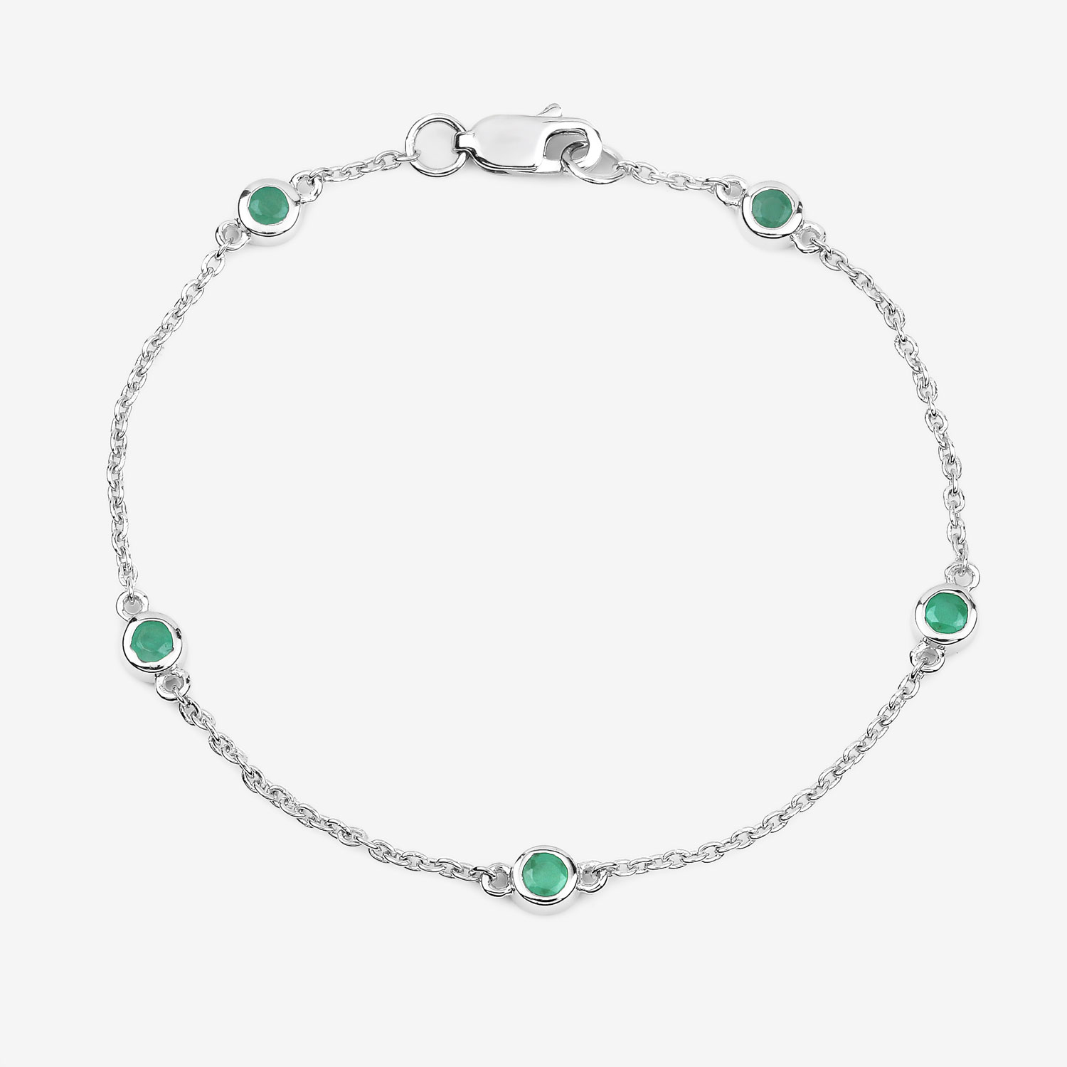 0.50 Carat Genuine Emerald .925 Sterling Silver Bracelet 2.20 C.T.W Sterling Silver - view 3