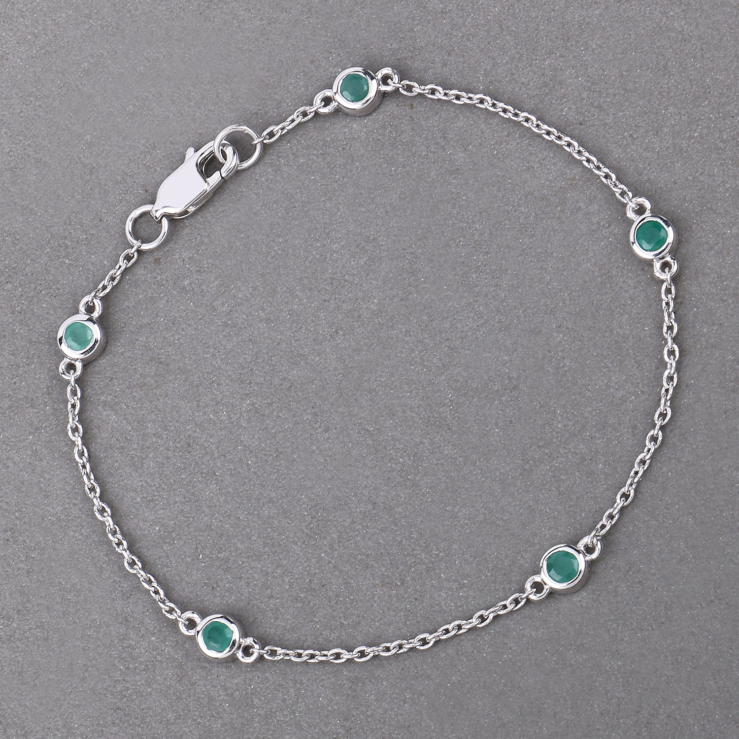 0.50 Carat Genuine Emerald .925 Sterling Silver Bracelet 2.20 C.T.W Sterling Silver - view 5
