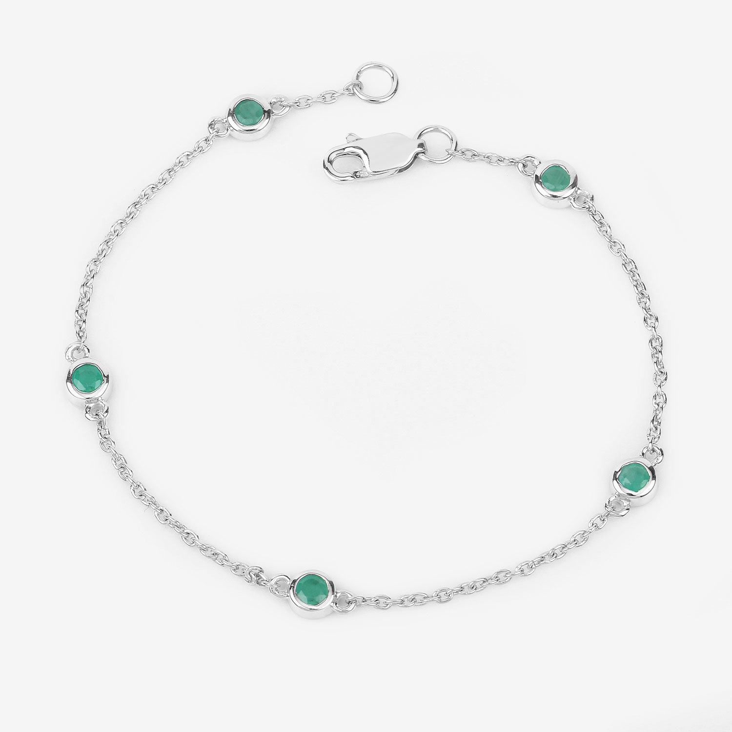 0.50 Carat Genuine Emerald .925 Sterling Silver Bracelet 2.20 C.T.W Sterling Silver - view 8