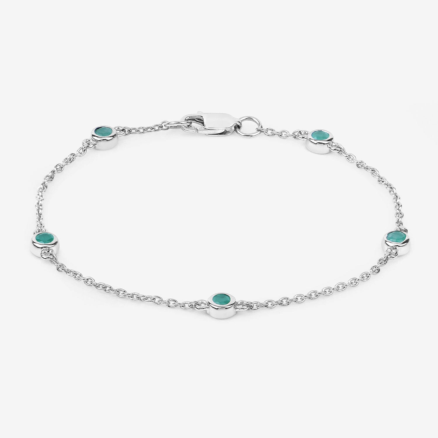 0.50 Carat Genuine Emerald .925 Sterling Silver Bracelet 2.20 C.T.W Sterling Silver - view 4