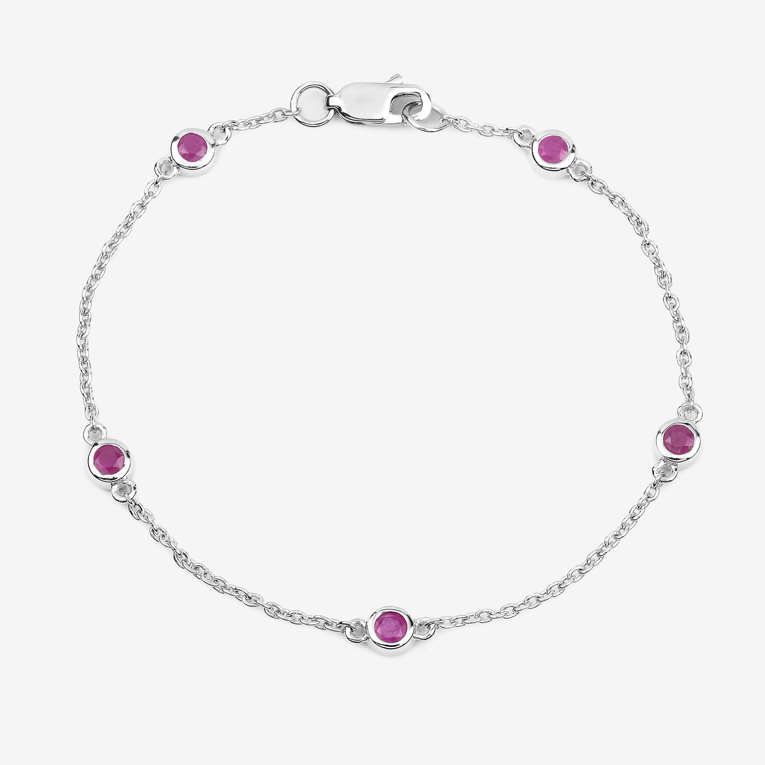 0.65 Carat Genuine Ruby .925 Sterling Silver Bracelet 0.65 C.T.W Sterling Silver - view 2