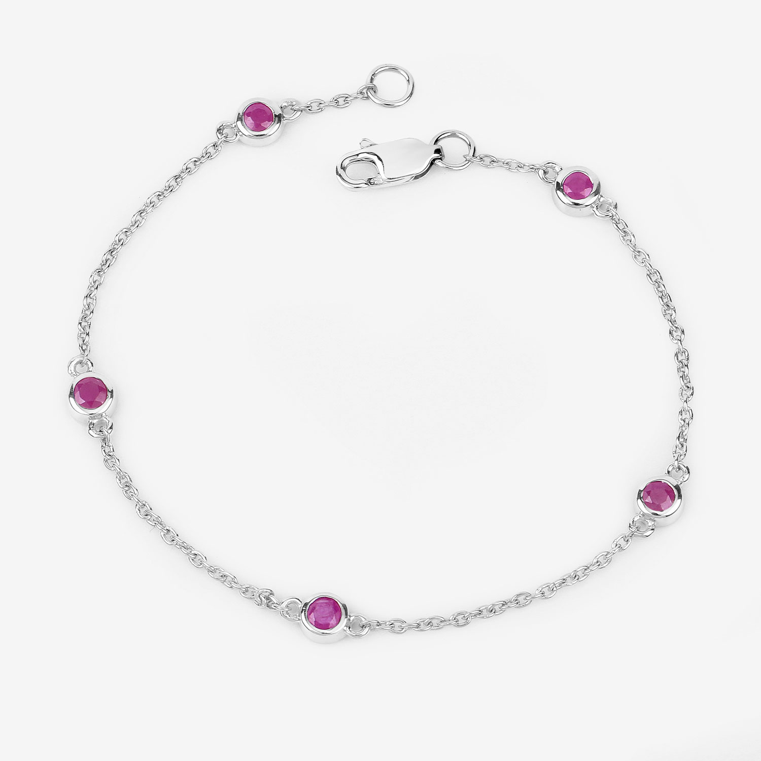 0.65 Carat Genuine Ruby .925 Sterling Silver Bracelet 0.65 C.T.W Sterling Silver - view 4