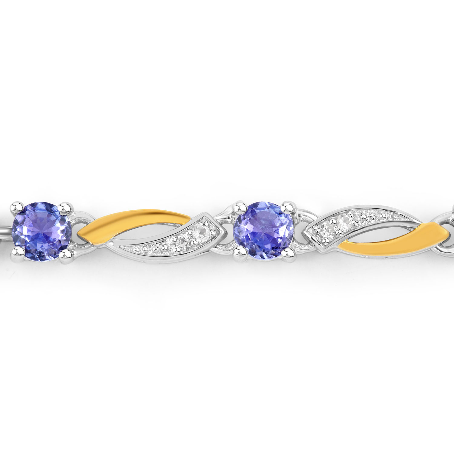 0.77 Carat Genuine Tanzanite and White Sapphire .925 Sterling Silver Bracelet 0.77 C.T.W Sterling Silver - view 5